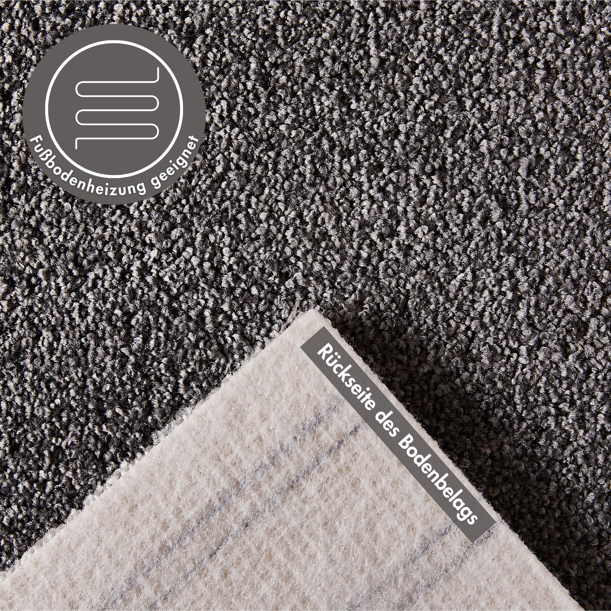 Teppichboden ANDIAMO "Verona, Velours, Gesamthöhe 6 mm, Made in Belgium", grau (anthrazit), B:500cm L:600cm, Kunstfaser, Teppiche, Uni Farben, Breite 400 cm oder 500 cm, strapazierfähig, pflegeleicht 3