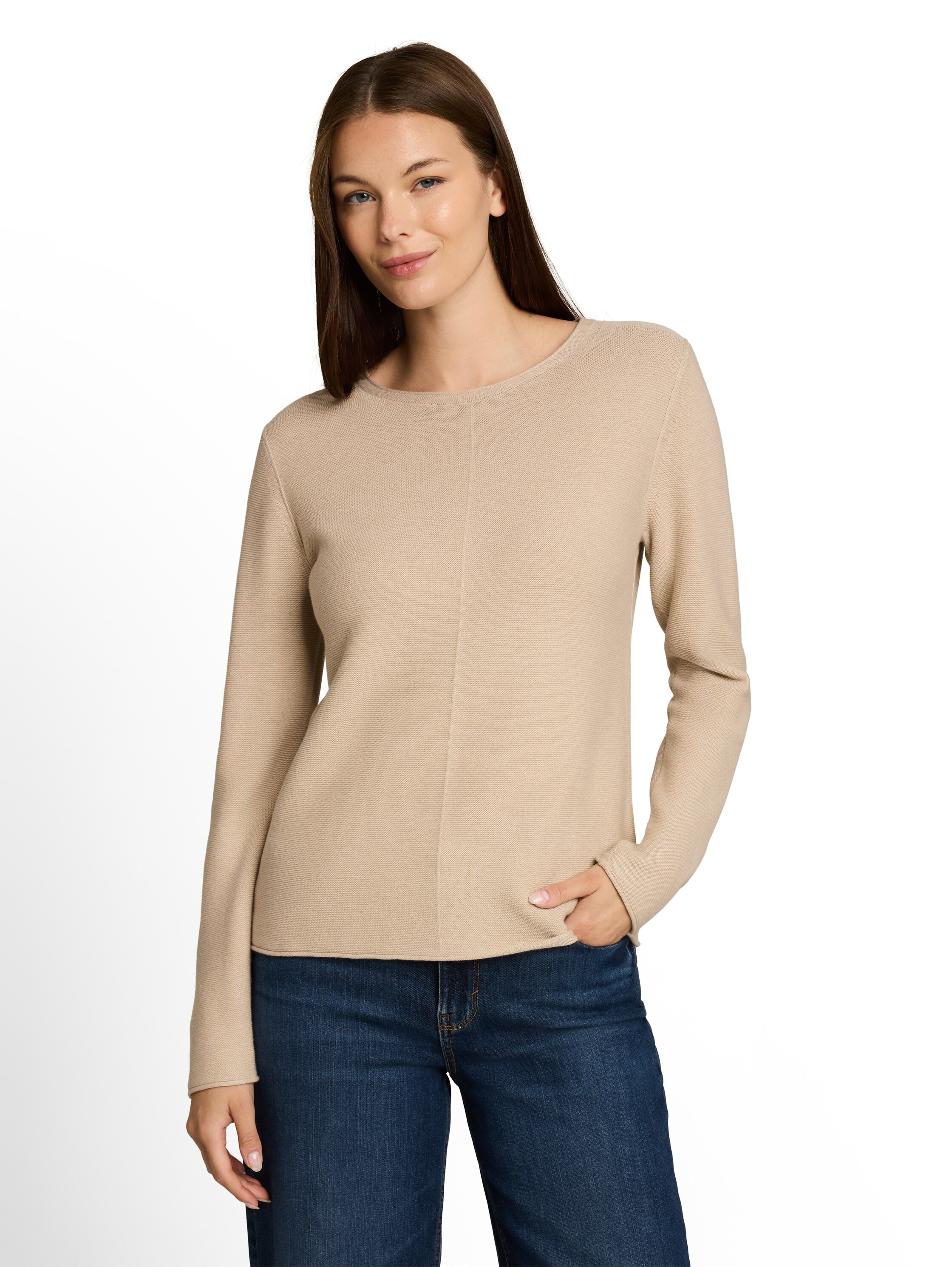 TOM TAILOR Strickpullover "Regular" mit Rundhals und Rollkanten