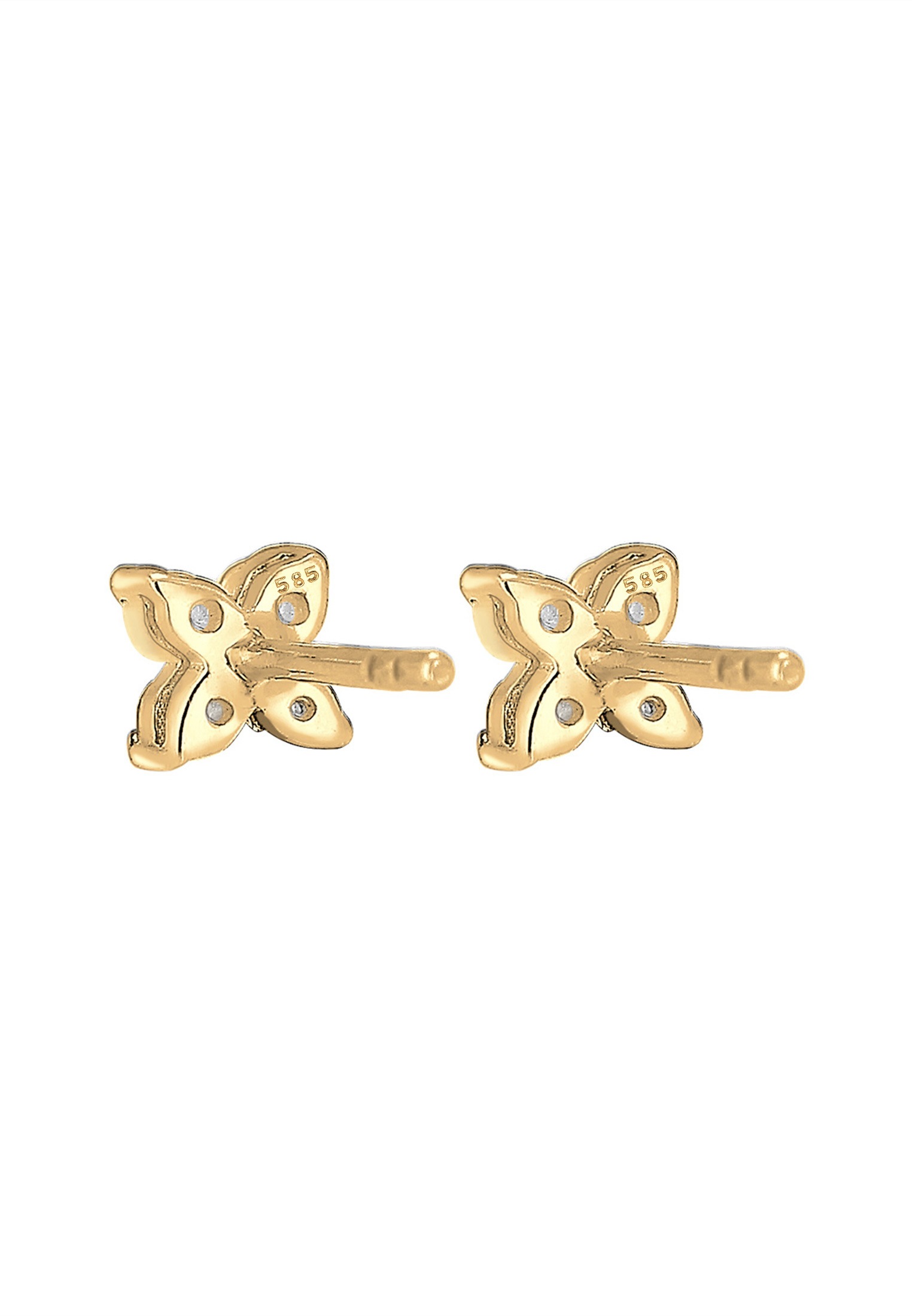 Elli Premium Paar Ohrstecker »Blume Zirkonia 585 Gelbgold«