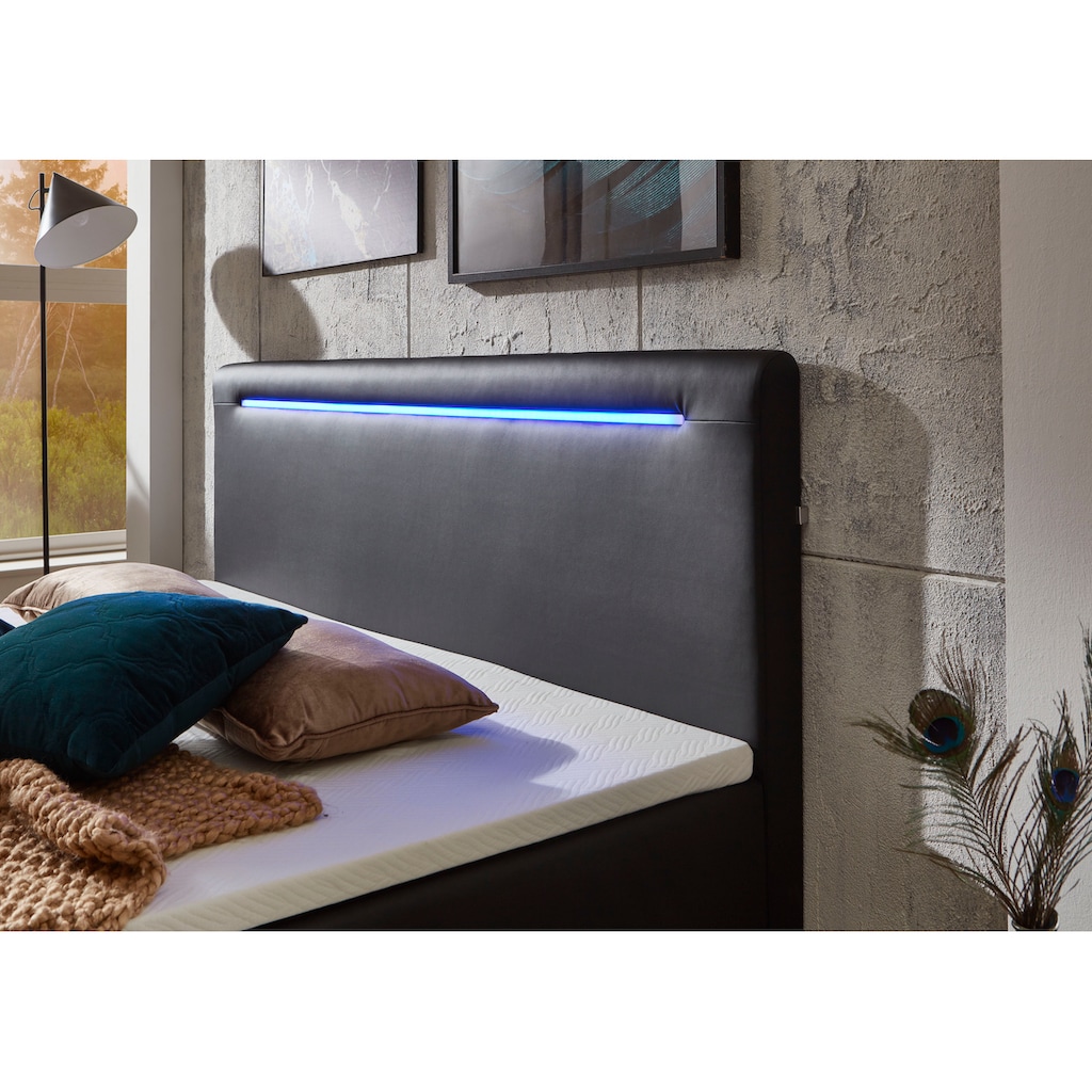 meise.möbel Boxbett Candela 2, inkl. LED-Beleuchtung an Kopfteil und Füßen, mit Bettkasten und Topper