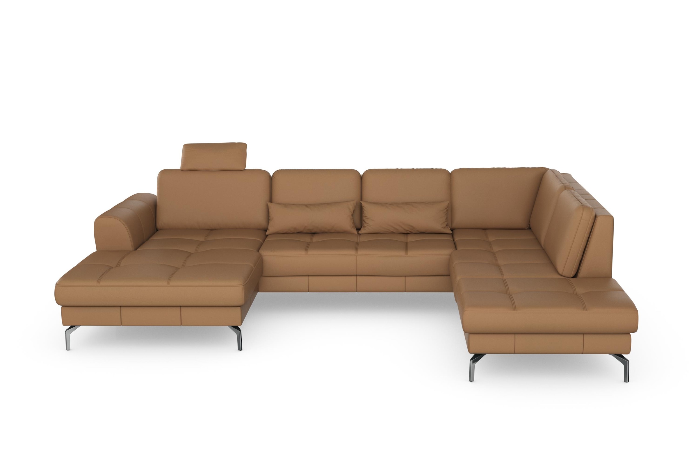 Wohnlandschaft SIT & MORE "Bendigo U-Form", braun (cappucino), B:332cm H:87cm T:226cm, Sofas, Wohnlandschaft, inklusive Sitztiefenverstellung, Bodenfreiheit 15 cm, in 2 Fußfarben 7
