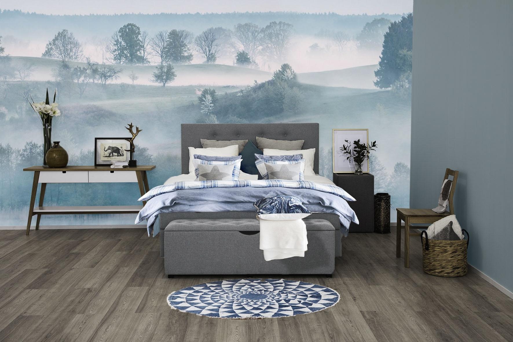 Boxspringbett HOME AFFAIRE "Nordica", grau (hellgrau), B:140cm L:208cm, Struktur (100% Polyester), Komplettbetten, Boxspringbett, inkl. Topper, auch in Überlänge 200/220 cm