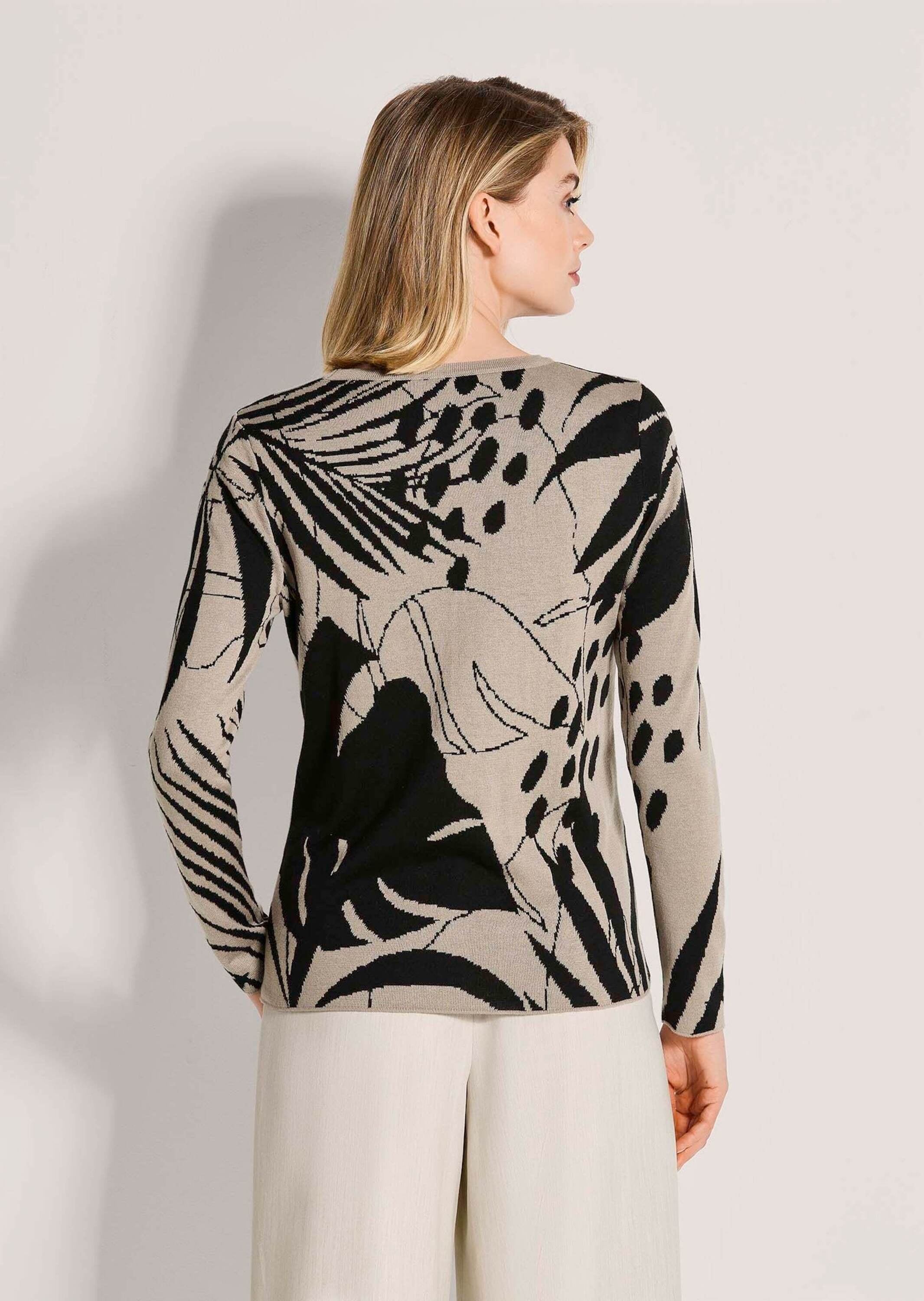 MADELEINE Longpullover »Jacquardpullover Baumwollpullover mit floralem Muster« Allover-Jaquard-Muster