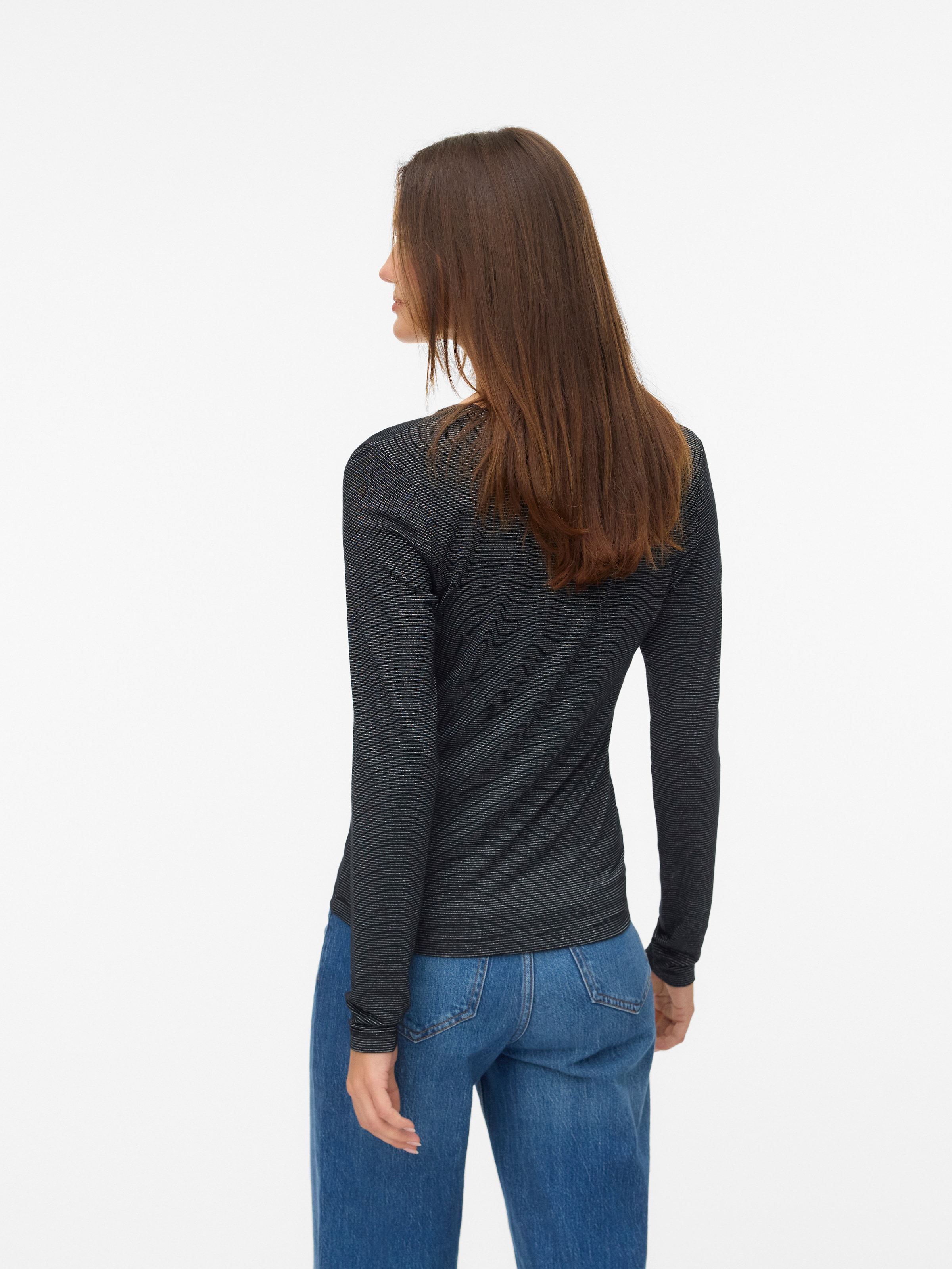 Vero Moda Langarmshirt »VMLAVA GLITTER LS V-NECK TOP STRIPE NOOS«