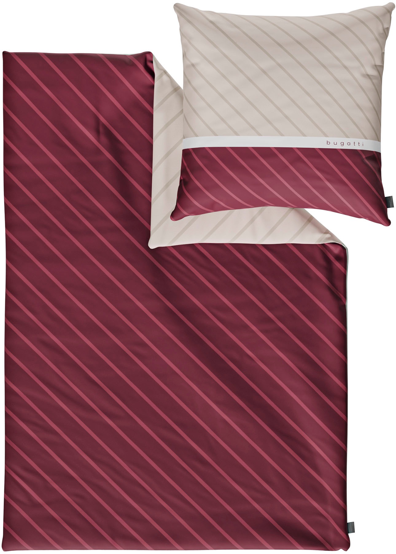 Bettwäsche BUGATTI, rot, Mako-Satin, Obermaterial: 100% Baumwolle, Bettwäsche, "Satinbettwäsche bugatti", mit zeitlosem Wende-Design