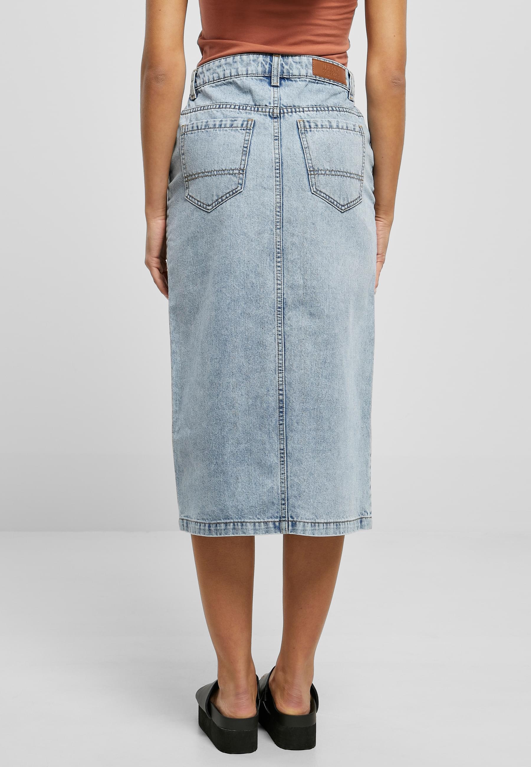 URBAN CLASSICS Jerseyrock »Urban Classics Damen Ladies Midi Denim Skirt«, (1 tlg.)