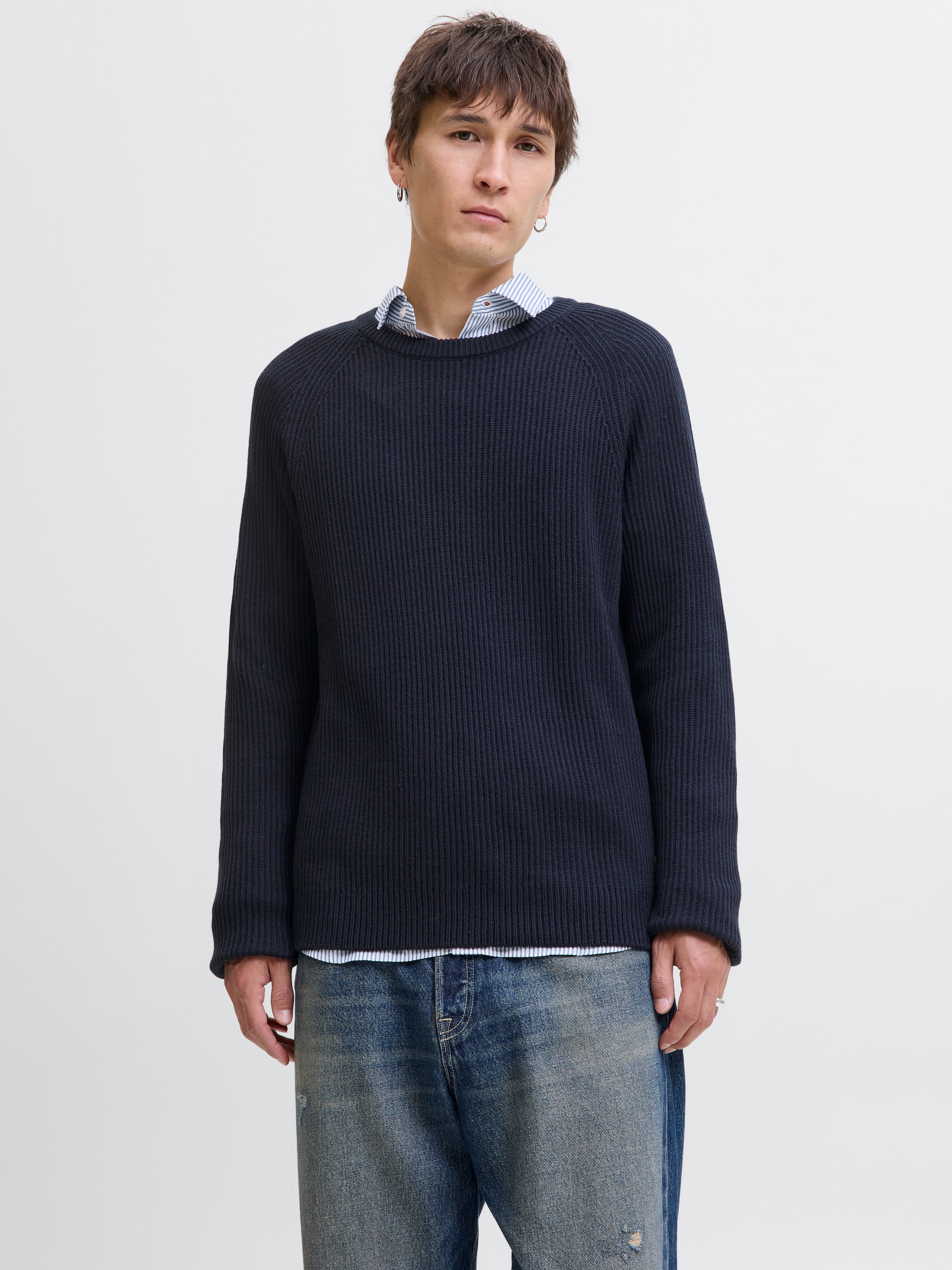 Jack & Jones Rundhalspullover "JJPANNEL KNIT CREW NECK AW25" günstig online kaufen