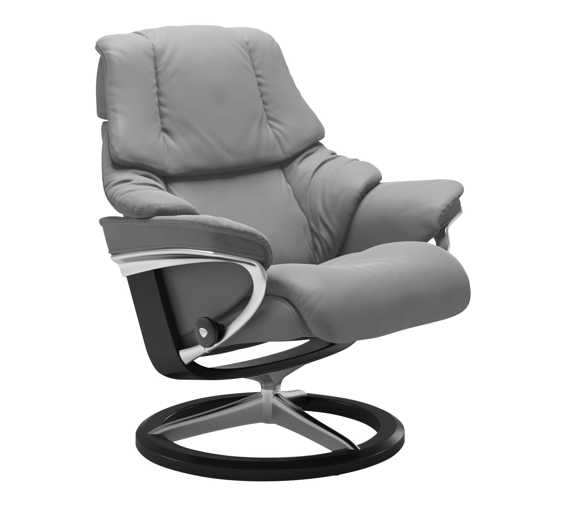 Thumbnail - Stressless Relaxsessel "Reno" Set, Relaxsessel mit Hocker, mit Hocker, mit Signature Base, Größe S, M & L, Gestell Schwa...