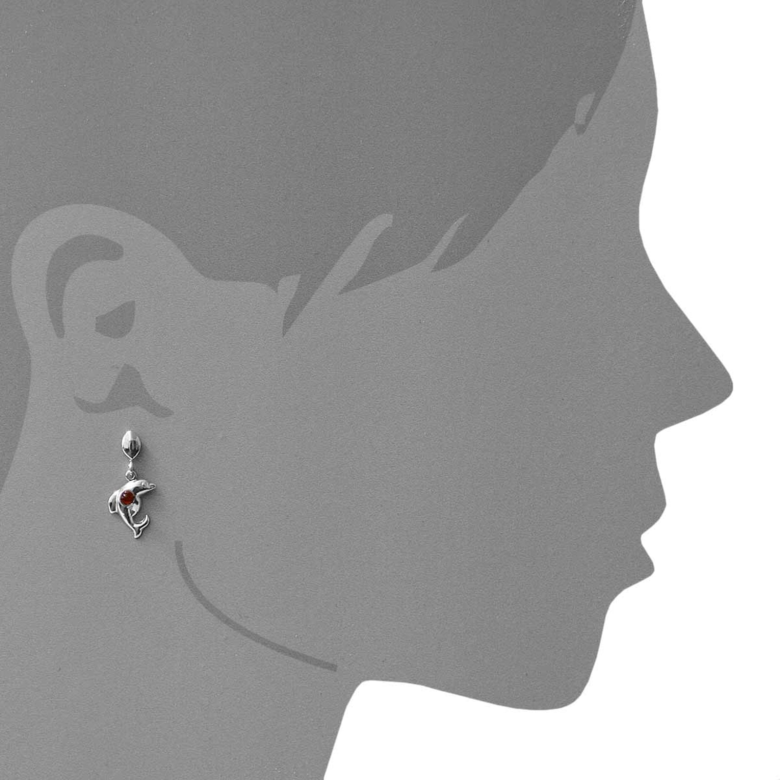 OSTSEE-SCHMUCK Paar Ohrhänger »- Delphin - Silber 925/000 - Bernstein«