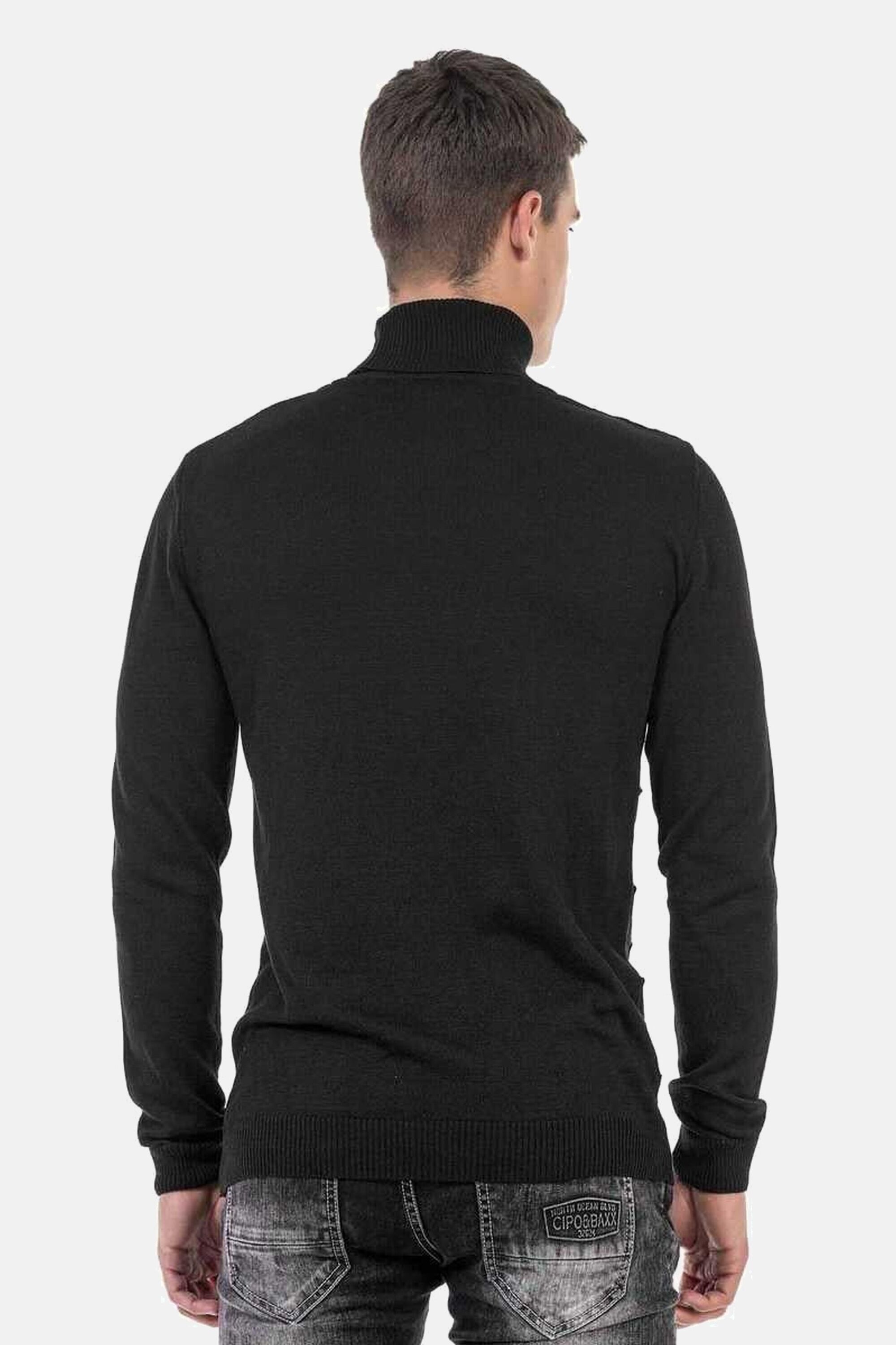 Cipo & Baxx Rollkragenpullover "Pullover", (1 tlg.), mit kariertem Strickmu günstig online kaufen