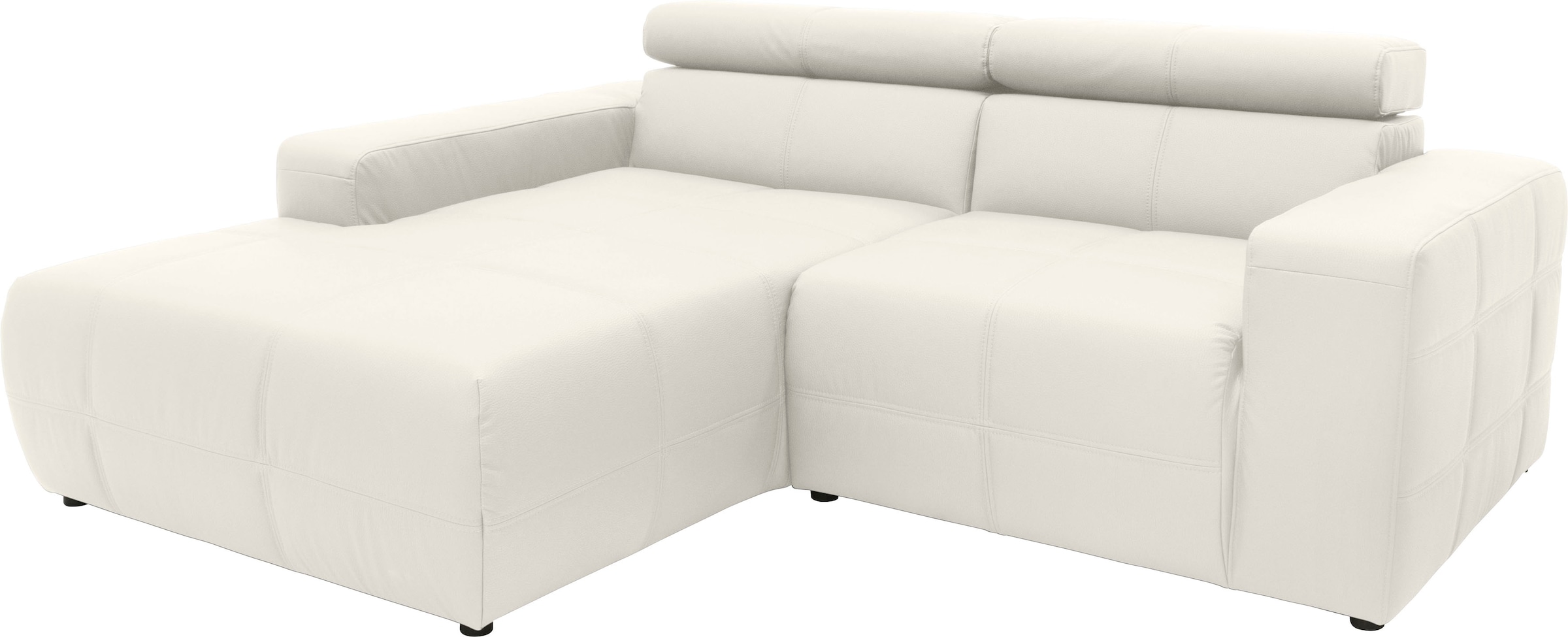 DOMO collection Ecksofa »Brandon Sitzbelastung 140 kg, kleine Ausführung B/T/H: 214/100/80 cm«, Mit Kopfteilverstellung, auch in Leder und Cord, L-Form