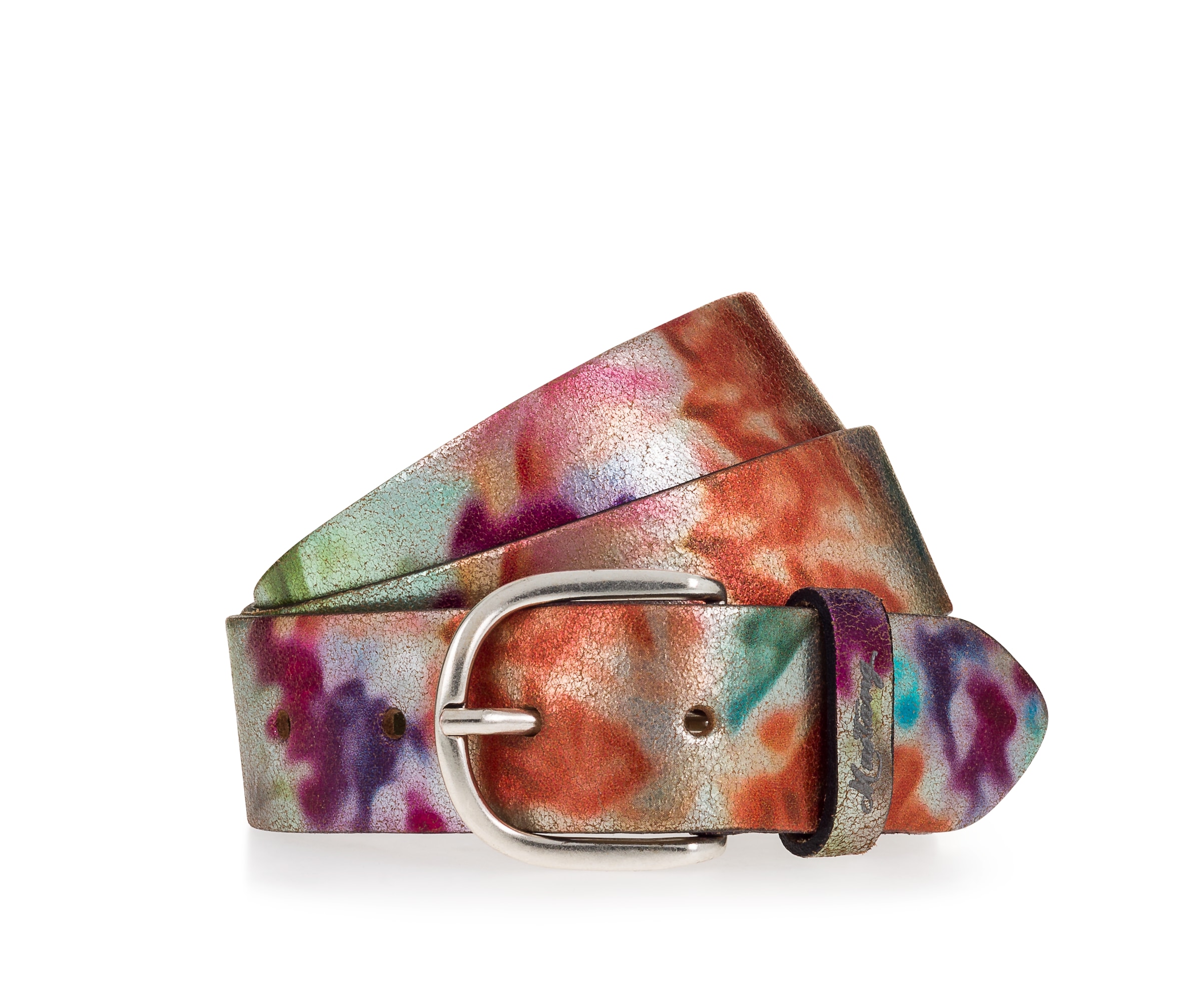 MUSTANG Ledergürtel, 1 Stk. Mit floralem Print und Schließe in poliertem Si günstig online kaufen