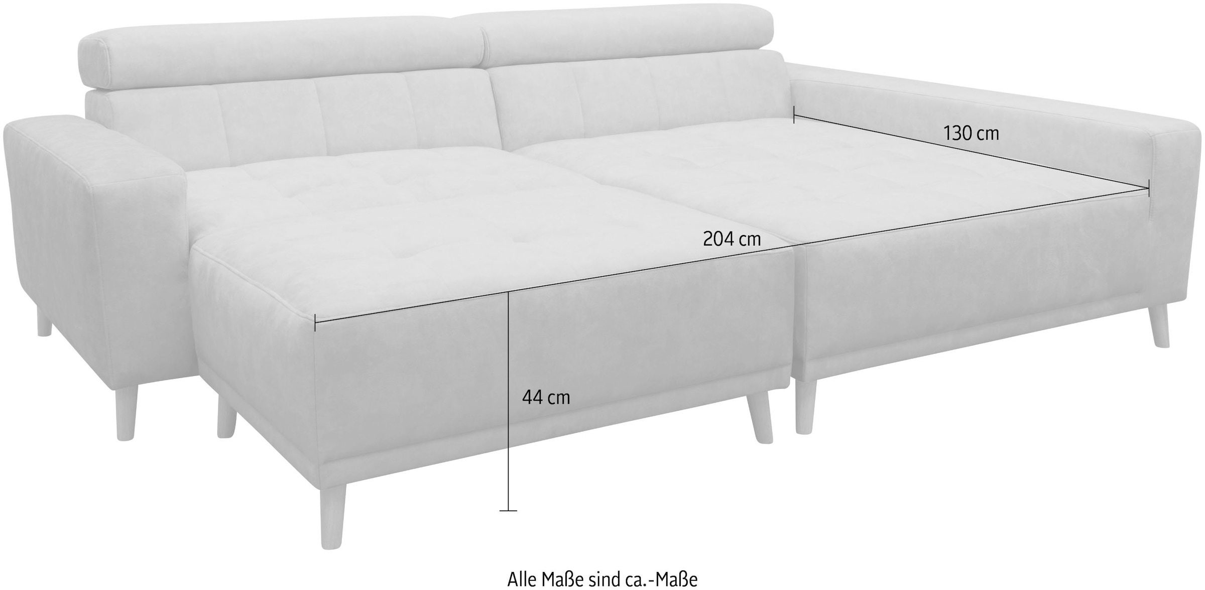 OTTO home Ecksofa »Greevy 248 x 172 cm mit Steppungen, für gängige Saugroboter geeignet« Kopfteile verstellbar, aus pflegeleichtem, weichem Luxus-Microfaser