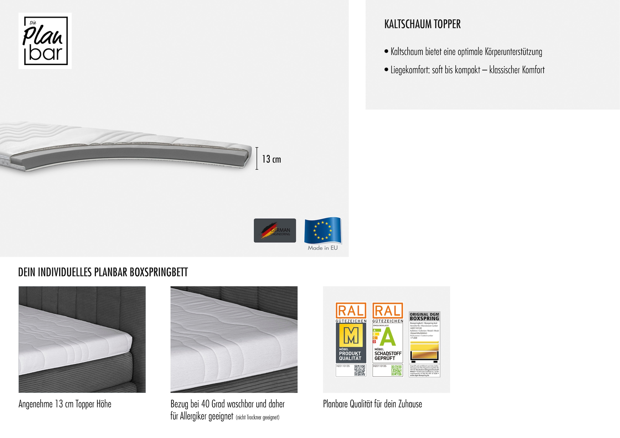 Die PlanBar Boxspringbett »OC-ON21088« inkl. Matratzen u. Bonellfederkern Unterbau, Stauraum, 160/180x200cm