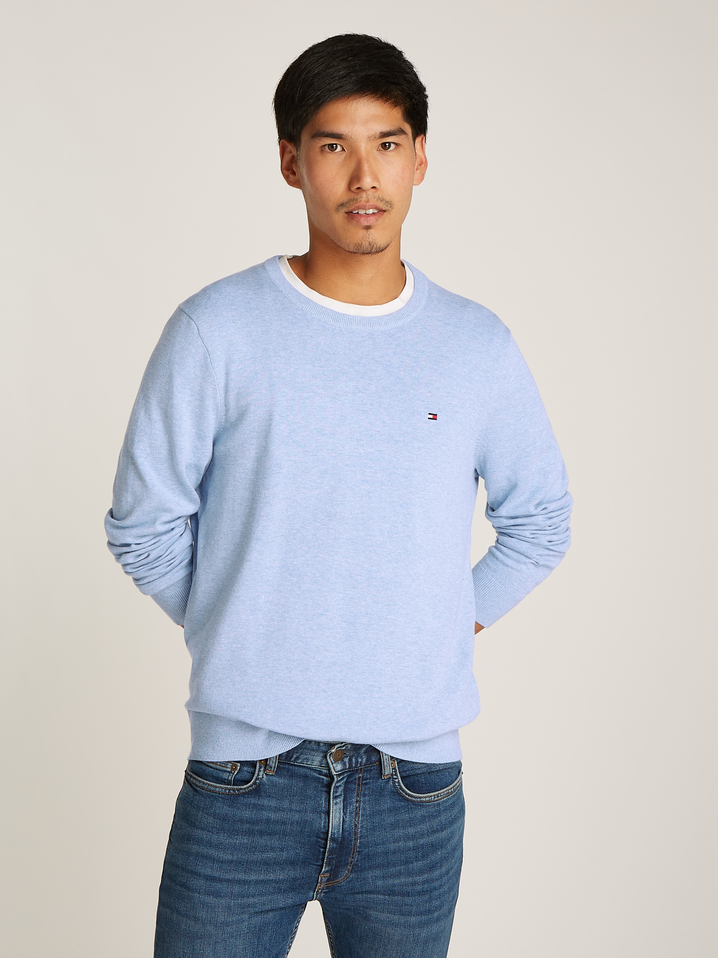 Tommy Hilfiger Rundhalspullover "ESSENTIAL COTTON CREW NECK" Crewneck Regul günstig online kaufen