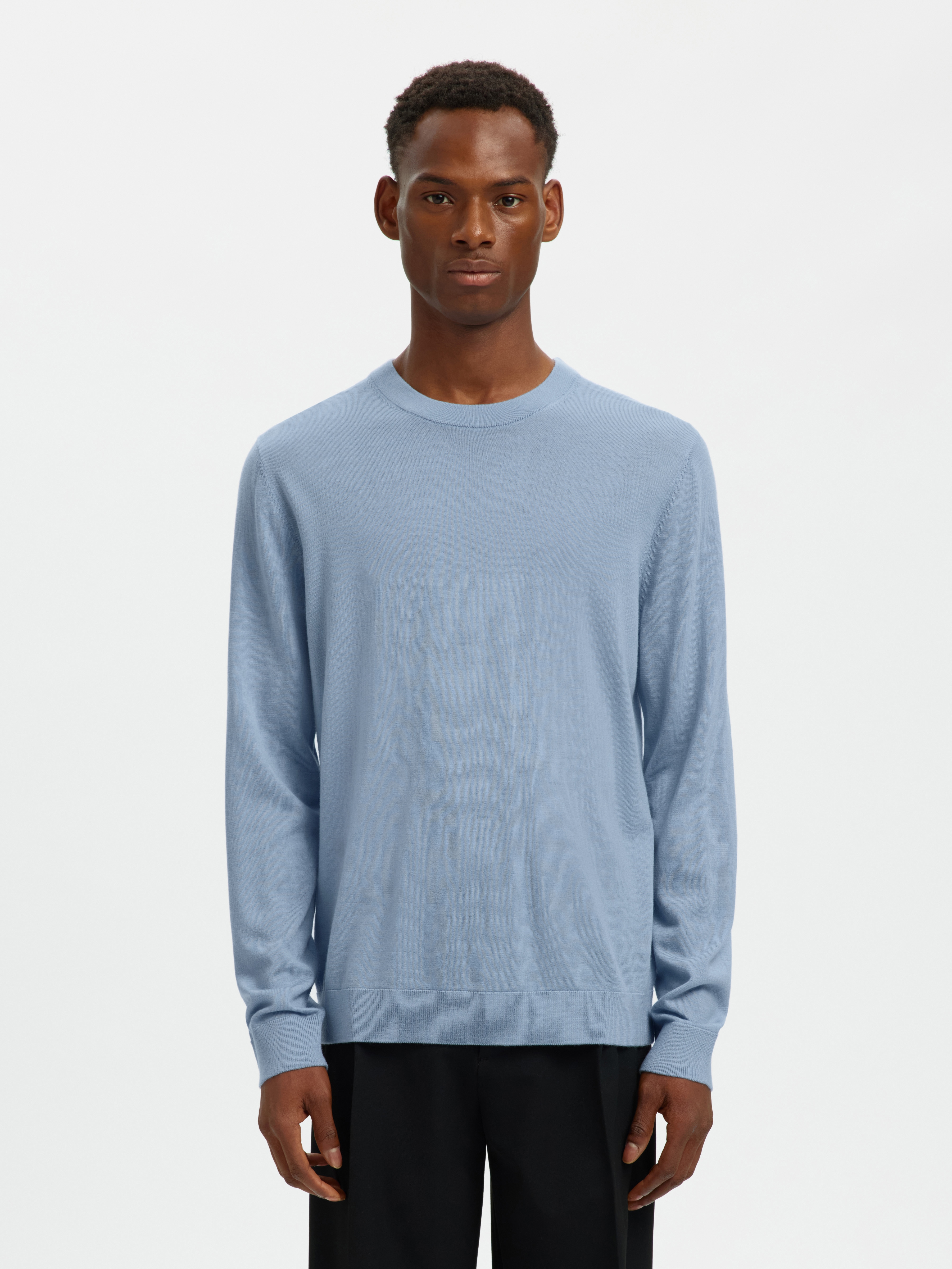 SELECTED "SLHTRAY LS KNIT MERINO CREW NECK NOOS" Wolle, regular fit
