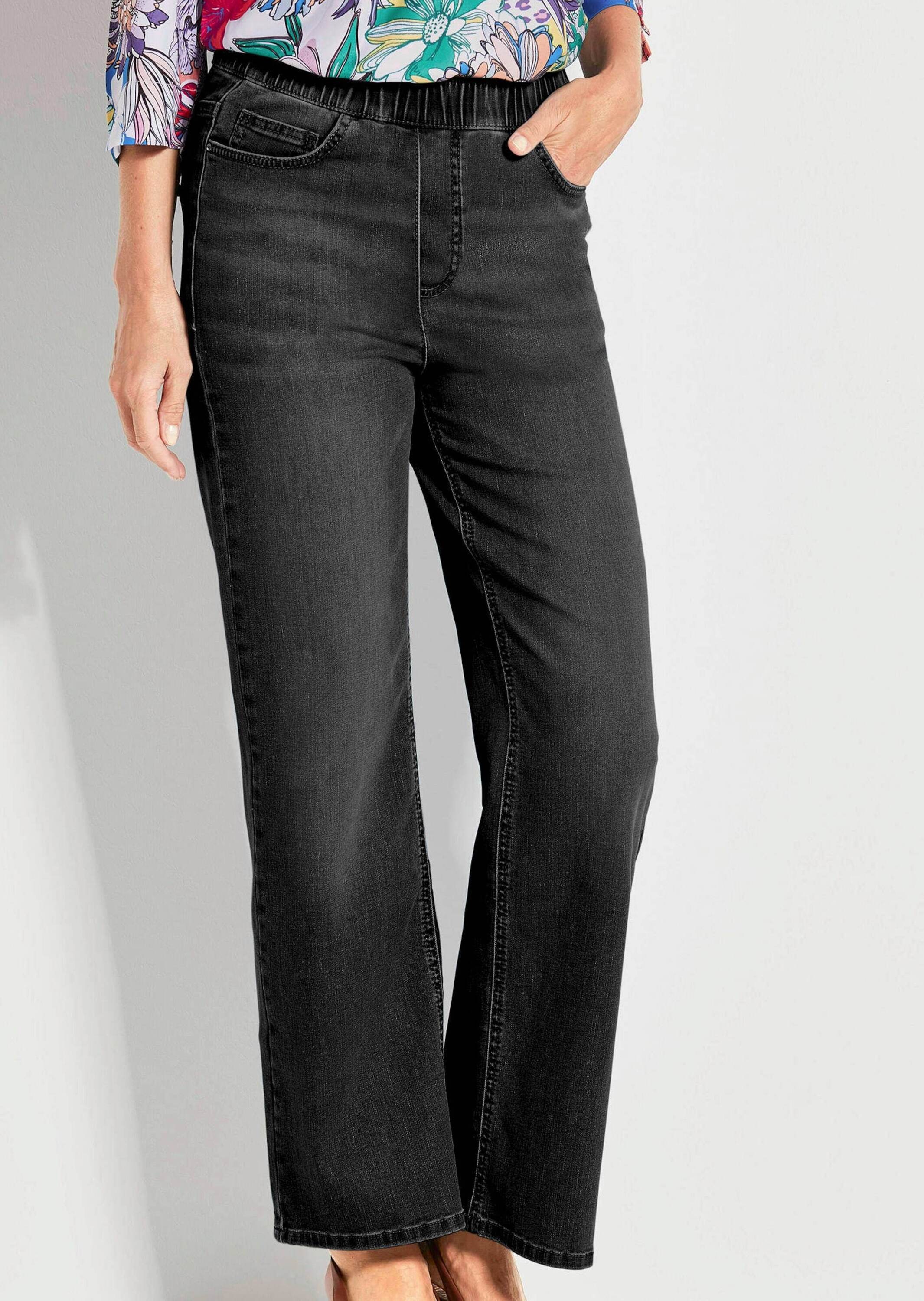 Stretch-Jeans GOLDNER "Bequeme Jeanshose VERA", Damen, Gr. 38, N-Gr, schwarz, Obermaterial: 83% Baumwolle CO. 15% Polyester PES. 2% Elasthan EL., Jeans 2