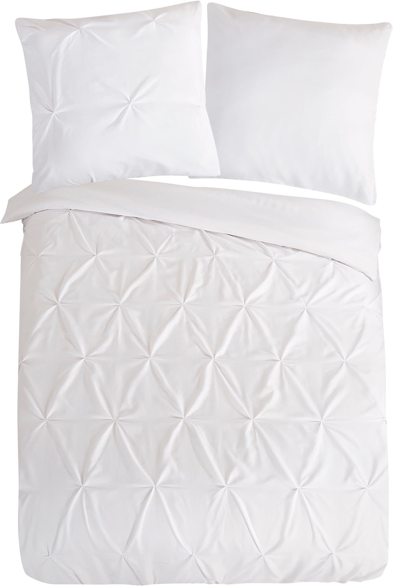 PURE luxury collection Bettwäsche »Elegance«, Mikrofaser, Uni, Stickerei, luxuriöse Falten, Reißverschluss, Grün