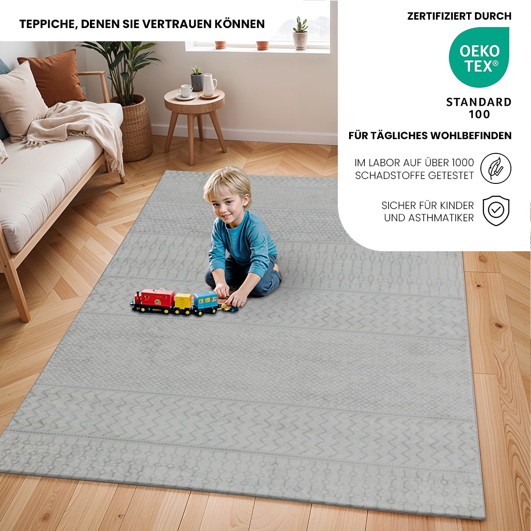 Livabliss Teppich »CIXI«, rechteckig, 11 mm Höhe, Skandinavischer Teppich, Kurzflor Boho-Wohnzimmerteppich, Läufer