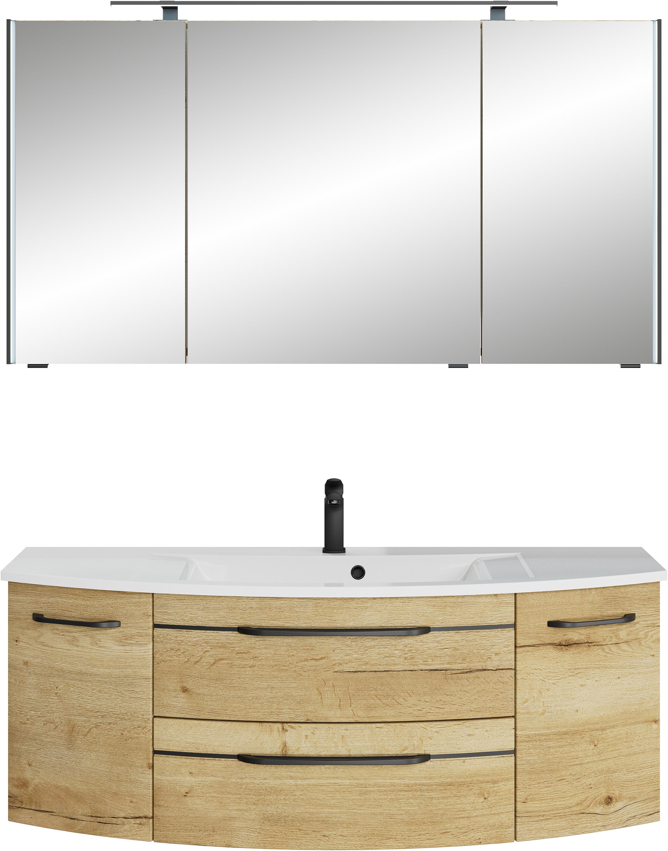 Saphir "Serie 7045 2-teilig Mineralmarmor-Waschtisch mit LED-Spiegelschrank" Set, 2 Stk. tlg.