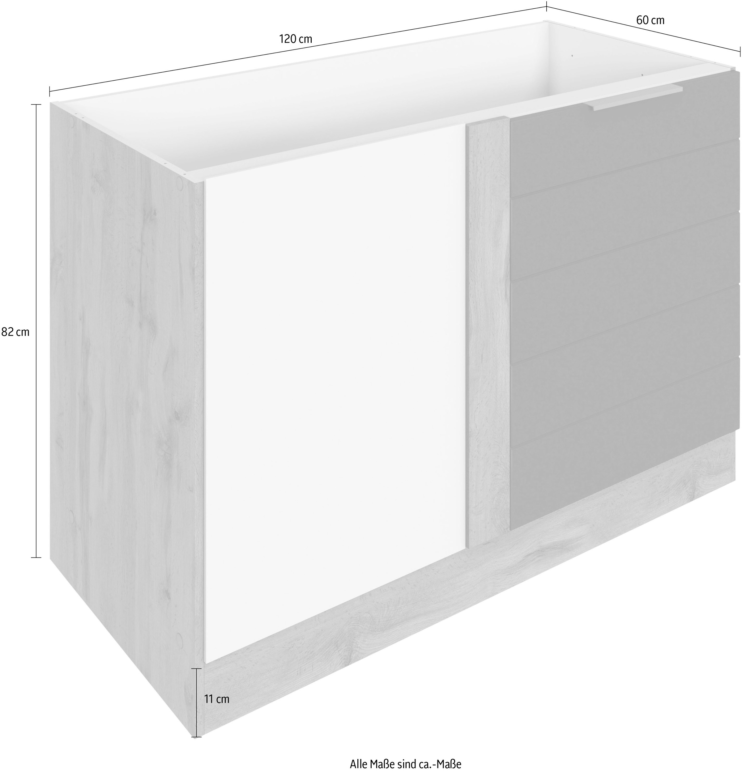 HELD MÖBEL Eckunterschrank »Luhe«, BAUR cm mit waagerechter breit, hochwertige 120 MDF-Fronten Lisene 