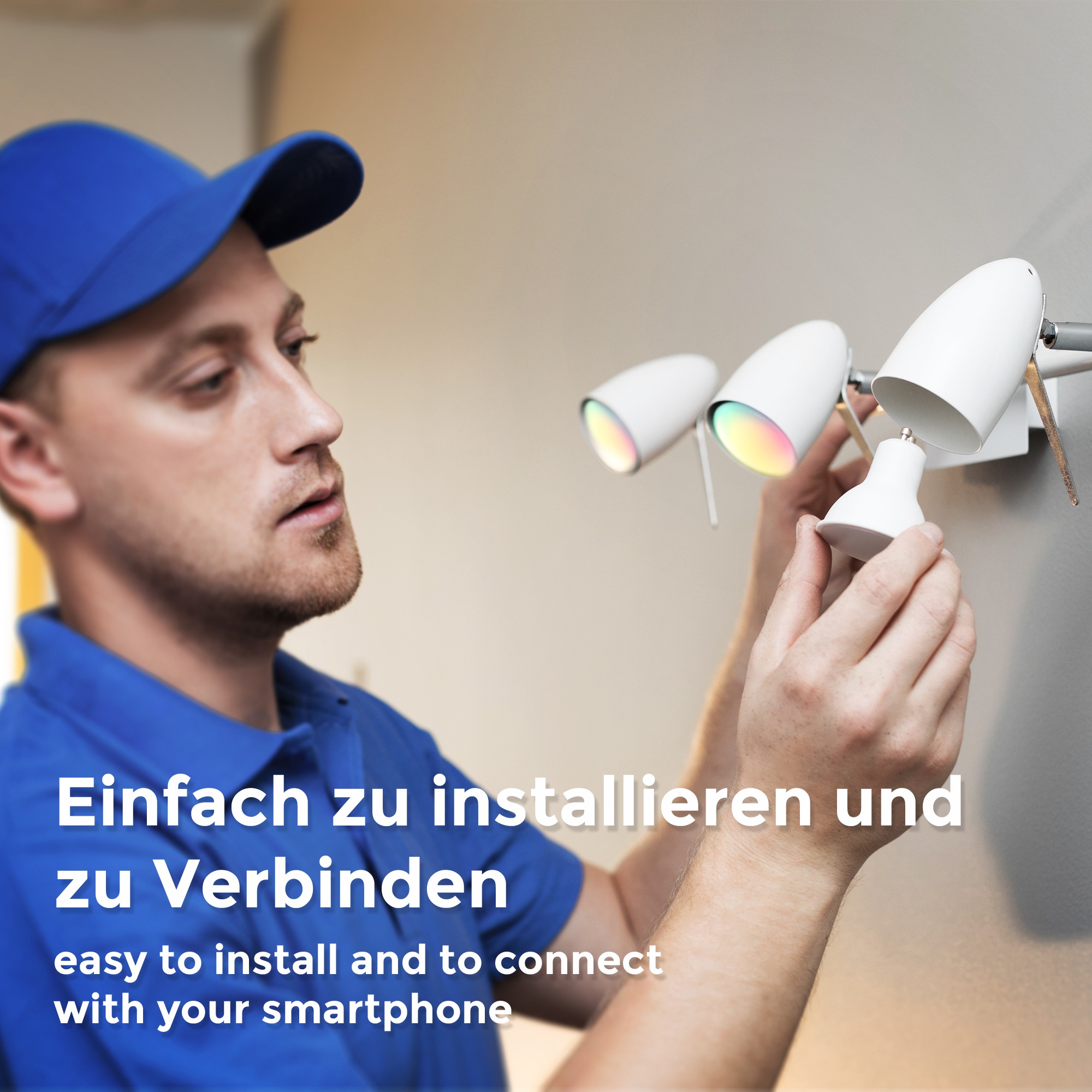 B.K.Licht LED-Leuchtmittel, GU10, 2 St., Farbwechsler, Smart Home LED-Lampe, RGB, WiFi, App-Steuerung, dimmba,r CCT Glühbirne