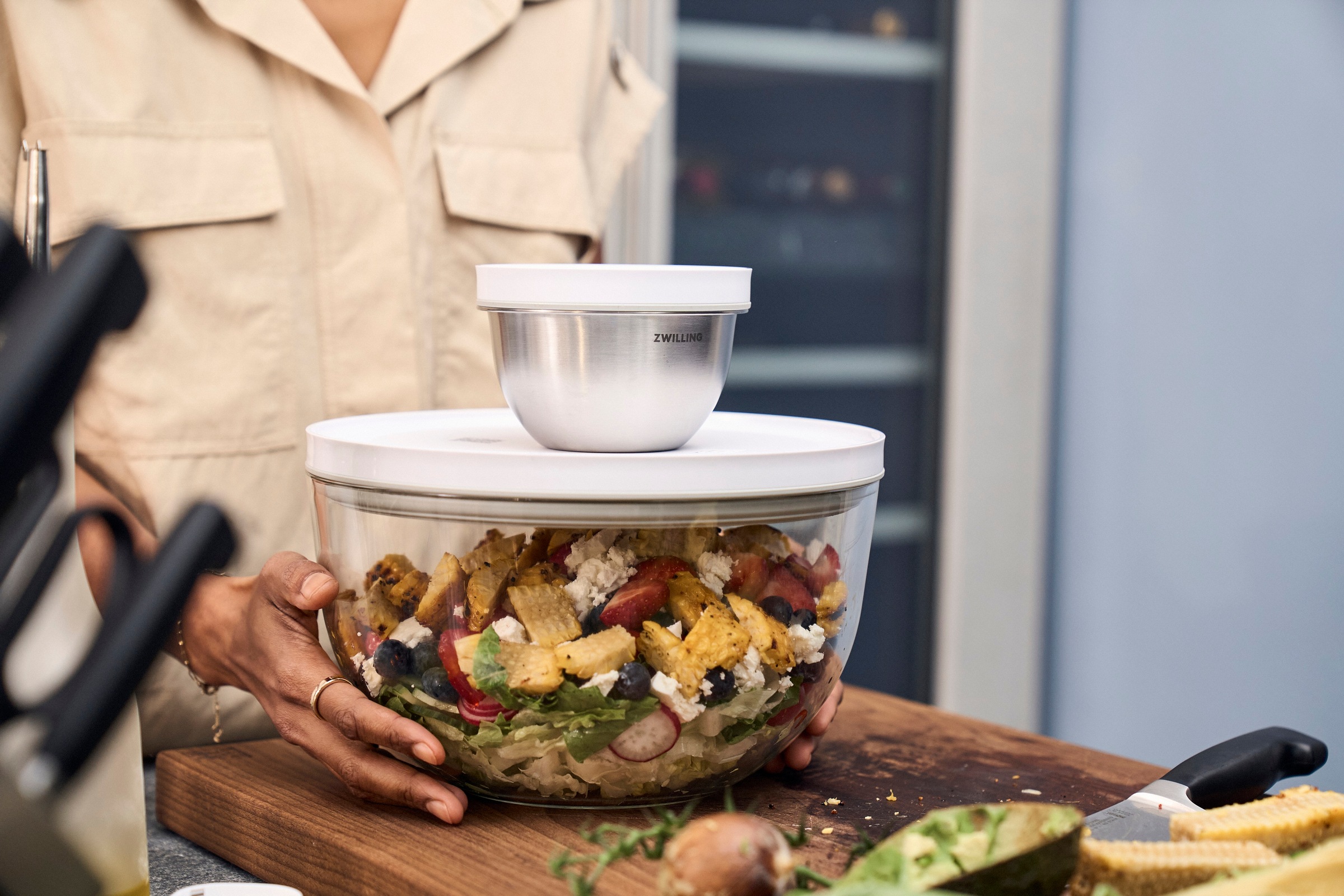 Zwilling Aufbewahrungsschüssel »Fresh & Save BOWLS«, (2 tlg., Schüssel inkl. Deckel), Vakuumschüssel S / 12 cm, Edelstahl