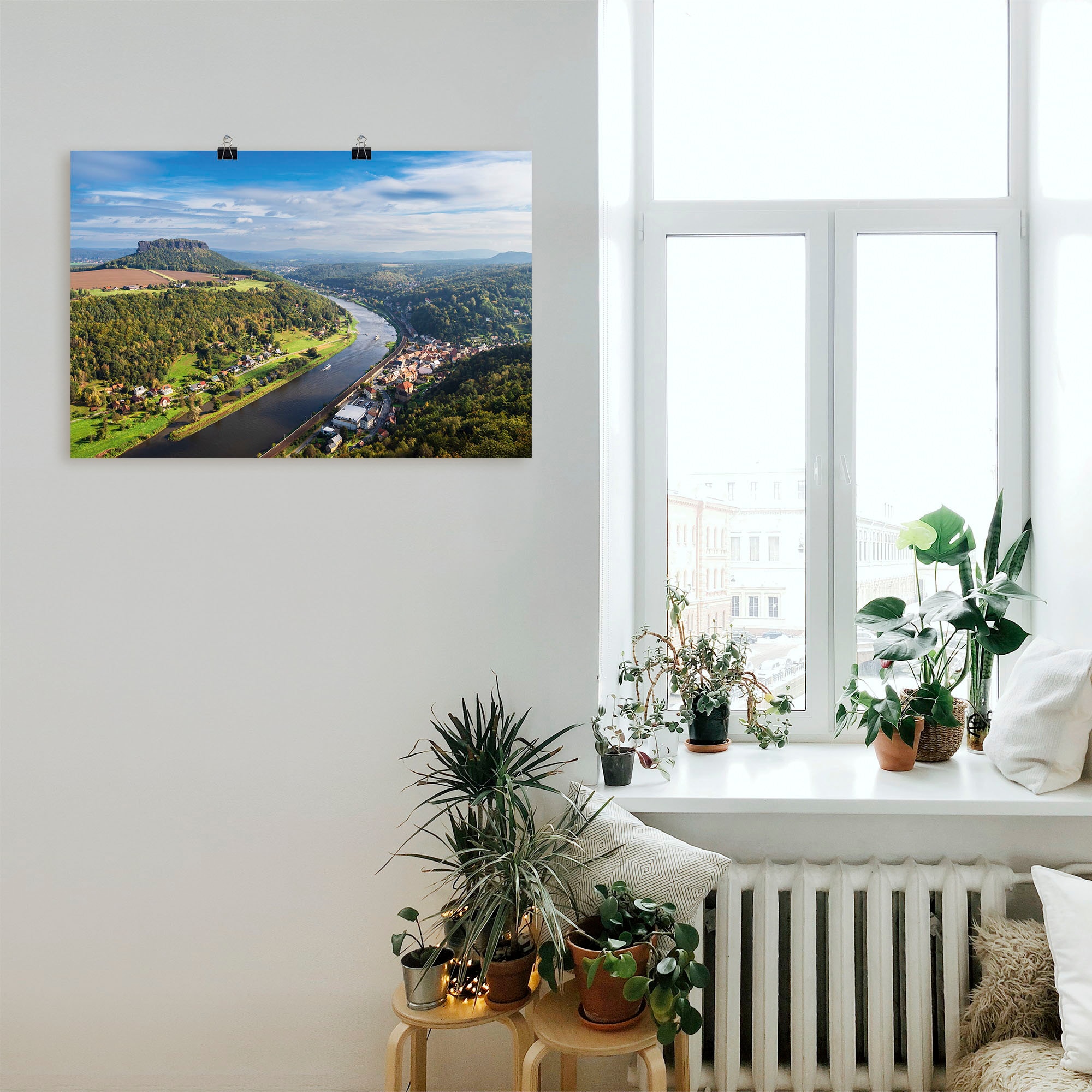 Artland Poster »Blick auf Elbe & die Sächsische Schweiz«, Berge & Alpenbilder, (1 St.), auf Keilrahmen gespannt