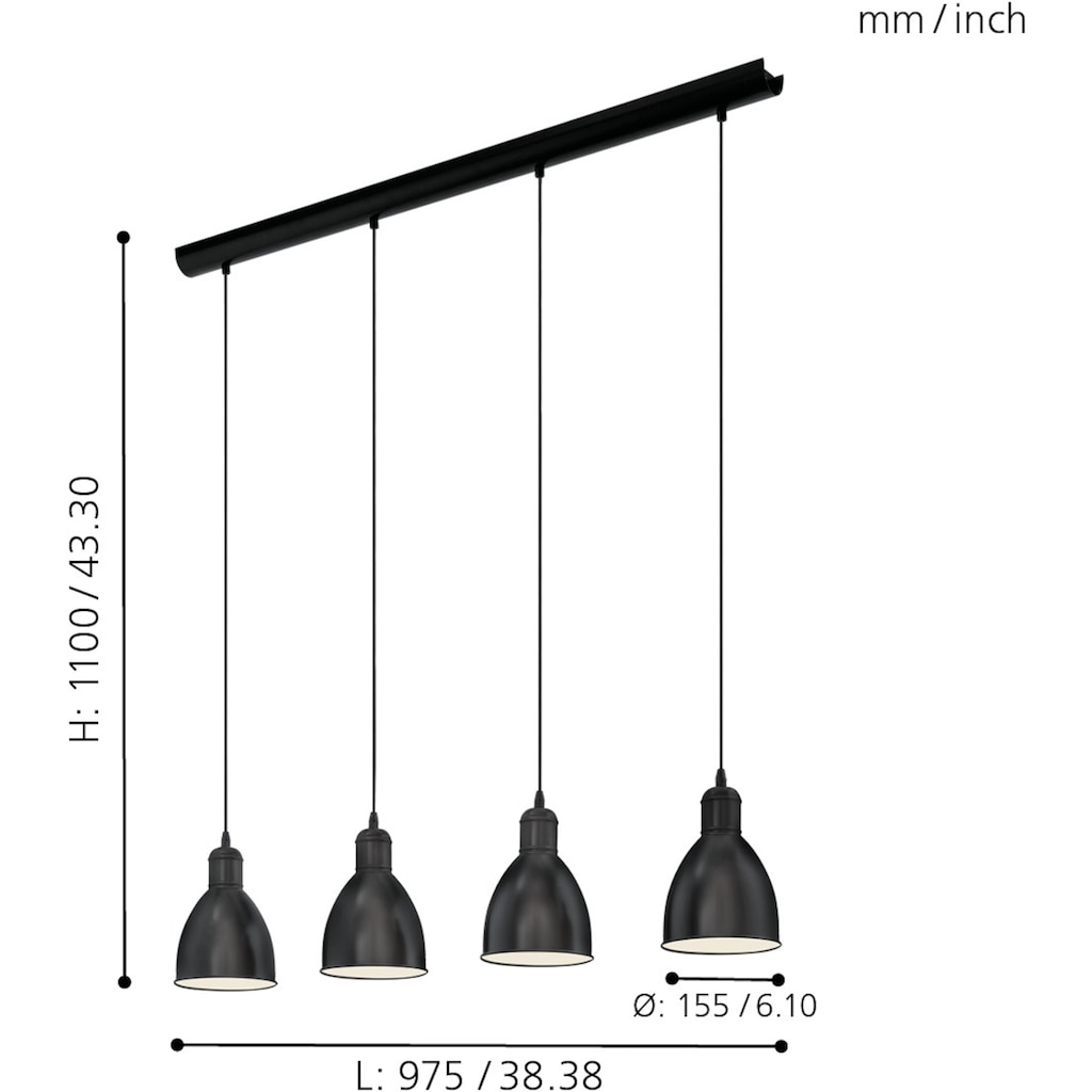 EGLO Pendelleuchte »PRIDDY«, 4 flammig-flammig