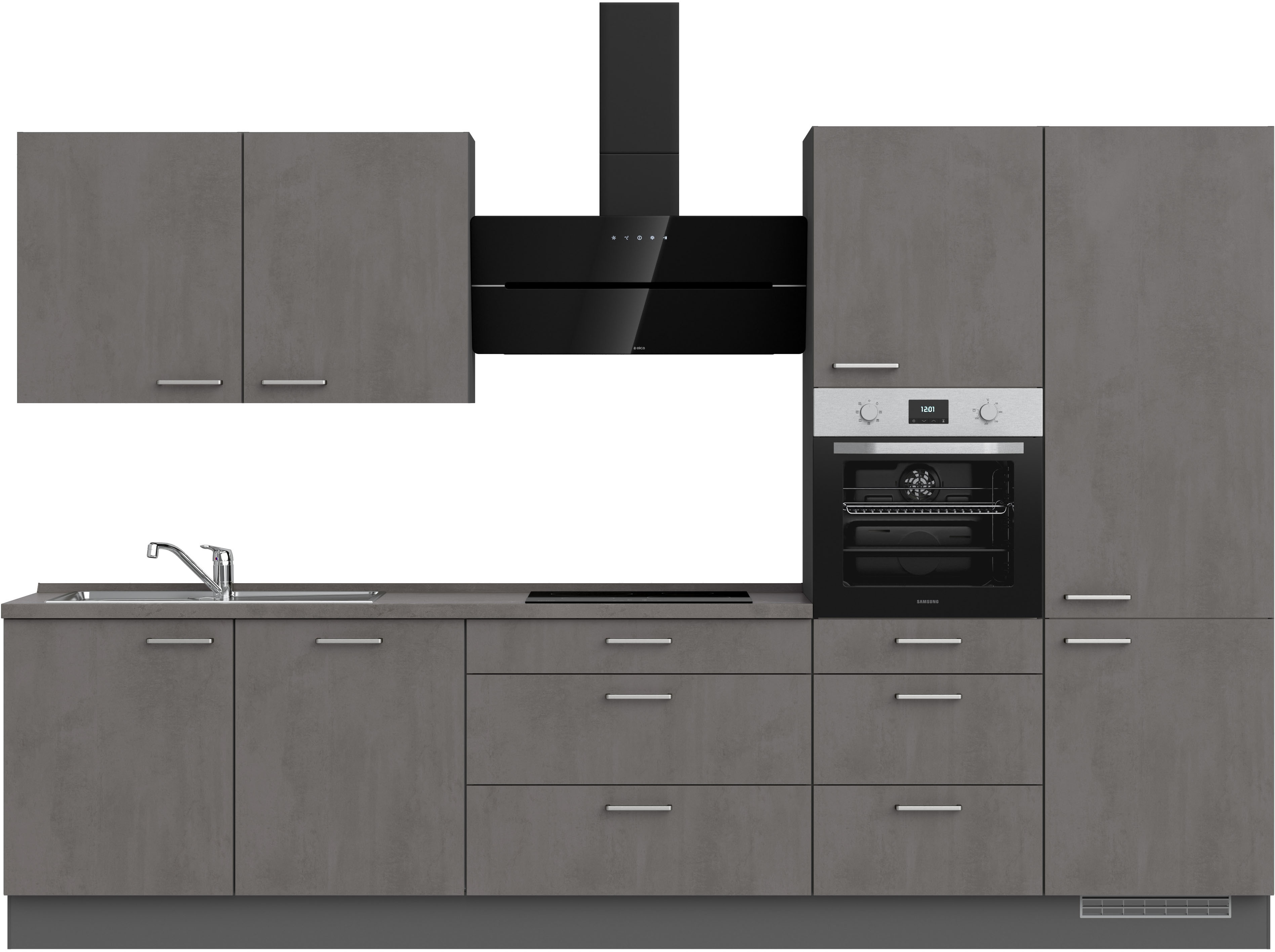 nobilia Küchenzeile ""Riva II", NEU: individuell anpassbar mit gratis Profi-Beratung" vormontiert, Breite 330 cm, Ausrichtung wählbar, wahlw. mit E-Geräten