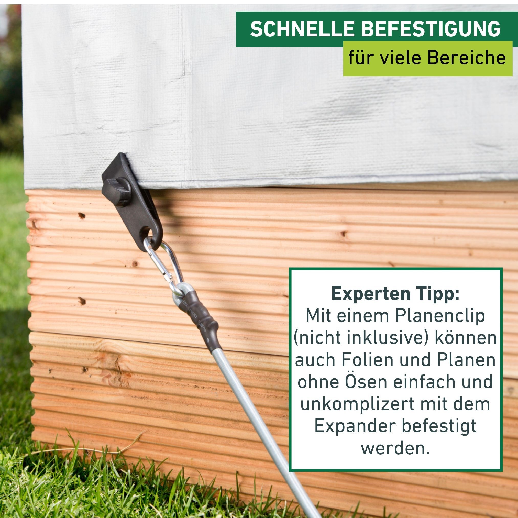 Windhager Seilhaken »Expanderseil inkl. Karabinerhaken, 4 Stk., elastisches Spannseil« zur Transportsicherung und fixieren von Sonnensegel, 70 cm