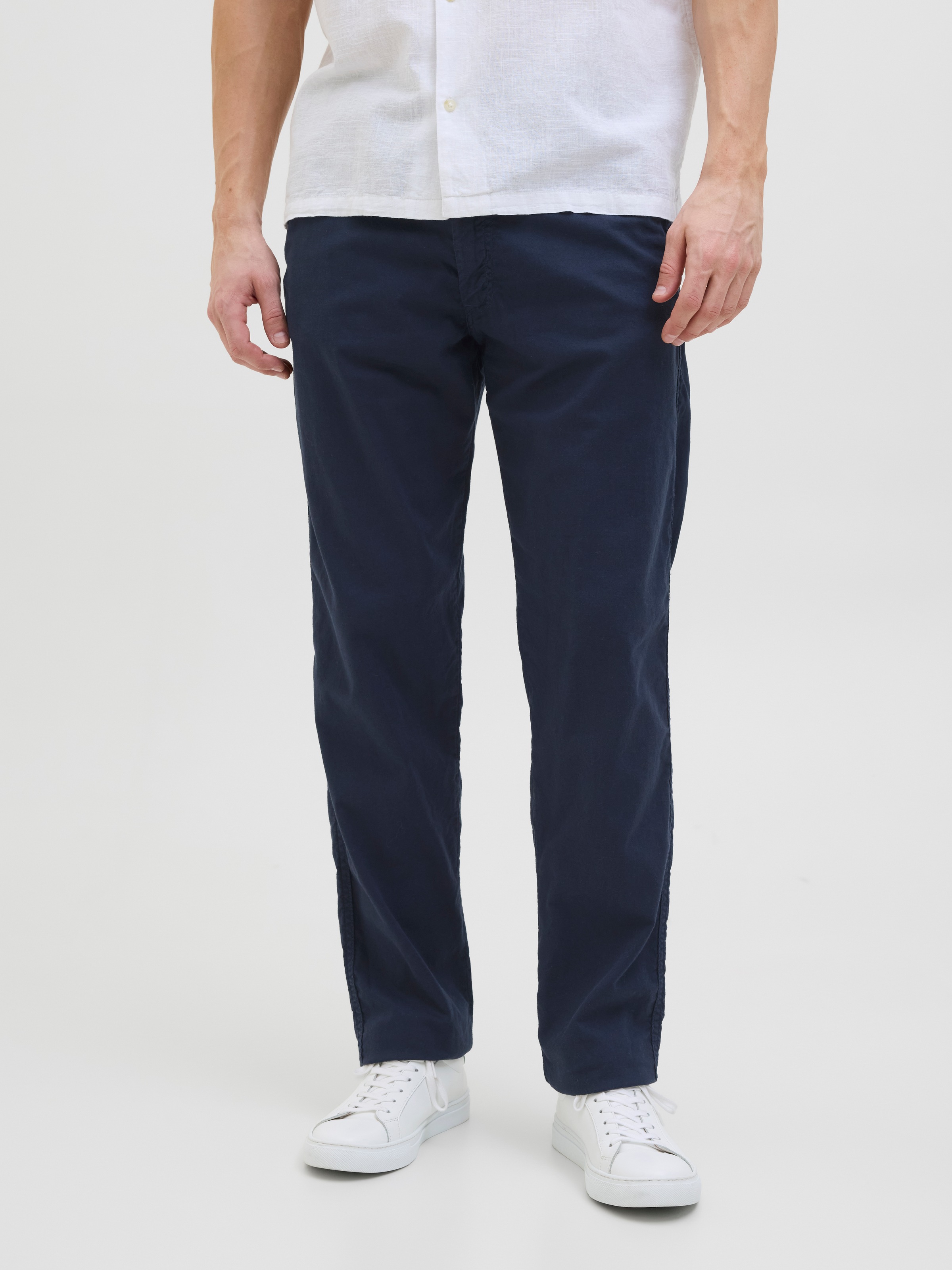 Jack & Jones Stoffhose "JPSTKANE HYBRID BONDI JOGGER SN" Baumwolle mit Leinen, locker geschnitten
