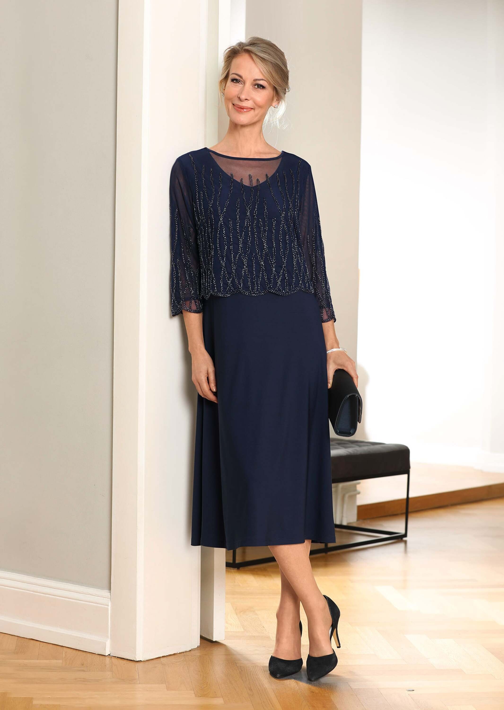 GOLDNER Etuikleid "Kurzgröße Mit Perlen besetztes Kleid" In raffinierter, f günstig online kaufen