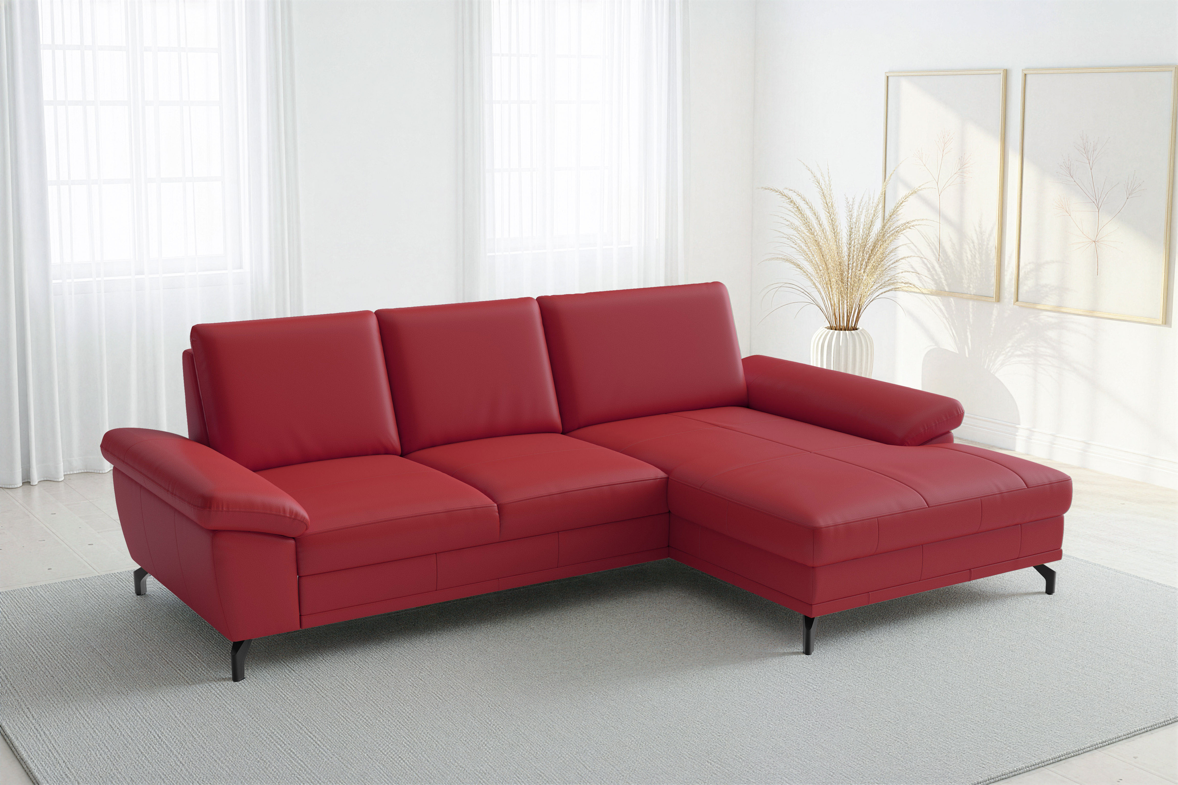 sit&more Ecksofa "Chelsea L-Form, B: 264 cm, Leder, inkl. Sitztiefen-&Armteilverstellung" optional mit Schlaffunktion und Bettkasten