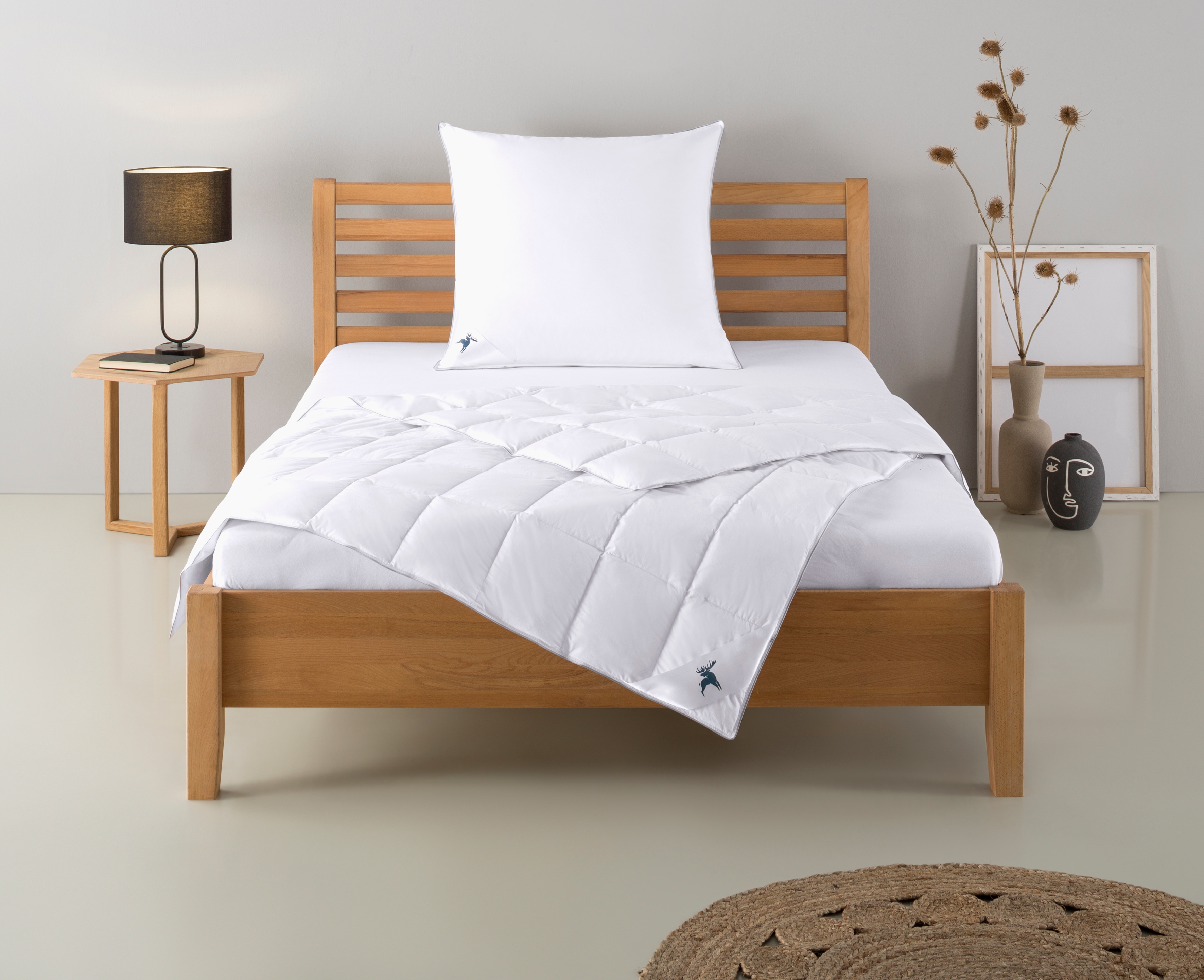 OTTO home Daunenbettdecke + Kopfkissen "Lodiken, Bettdecke 135x200 cm, 155x220 cm, Decke Made in Germany" Set mit Kissen 40x80 cm, 80x80 cm, Frühling, Sommer, Herbst, Winter