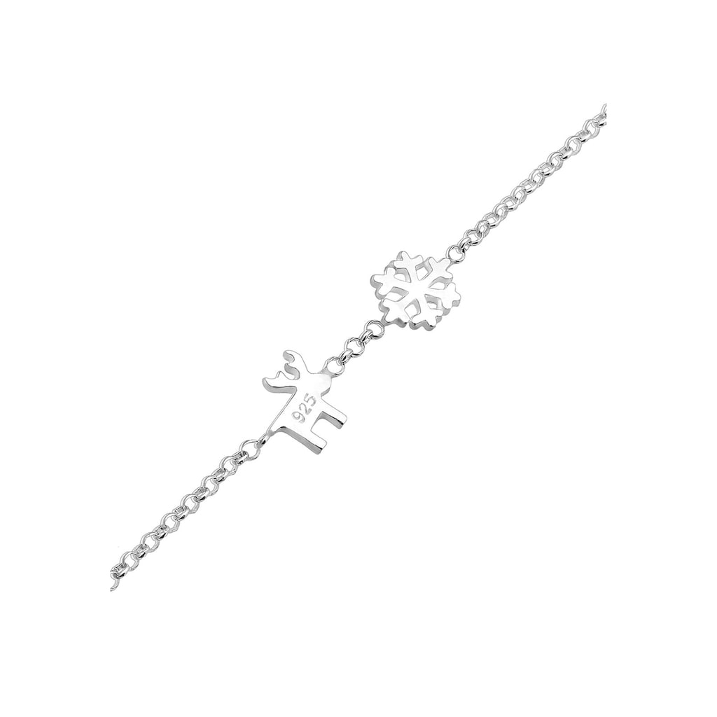 Elli Armband »Schneeflocke Elch Rentier Winter Trend 925 Silber«