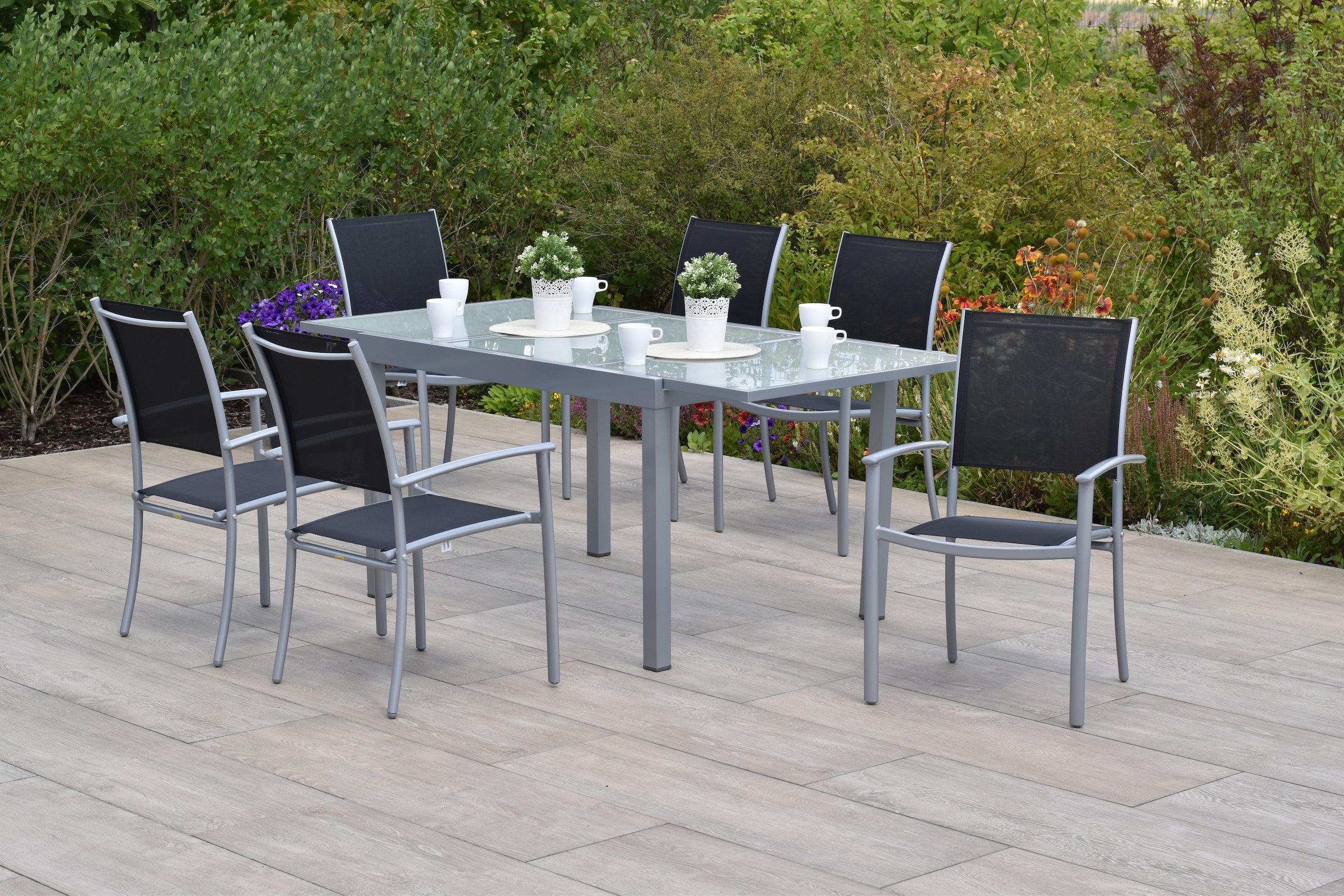 MERXX Garten-Essgruppe ""Milano"", (Set, 7 tlg., Pulverbeschichtetes Alumin günstig online kaufen