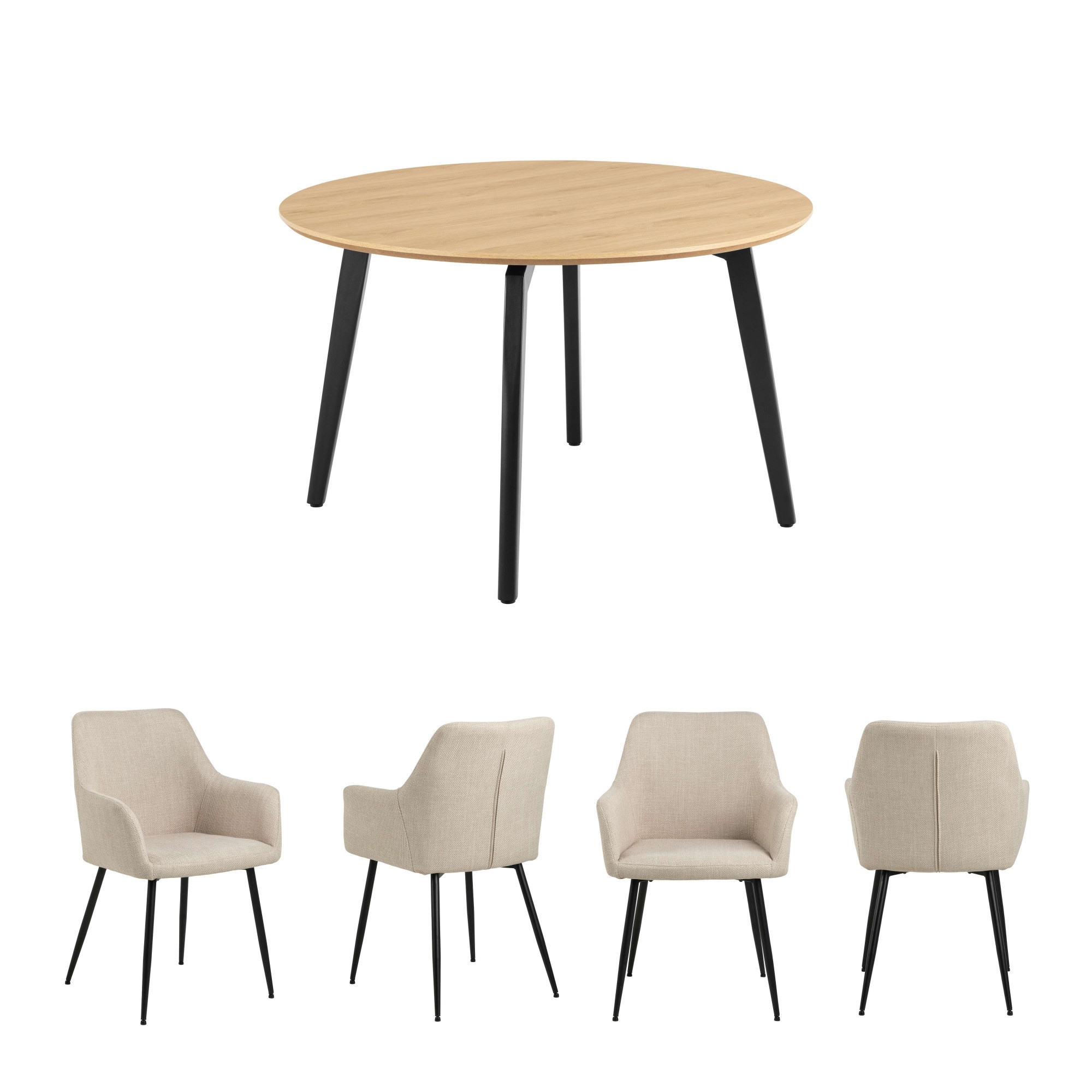 ACTONA GROUP Esszimmer-Set »Essgruppe, Speisetisch mit Wohnzimmerstühlen«, (Set, 5 St., 1x Tisch + 4x Stühle), 1x Tisch + 4x Stühle