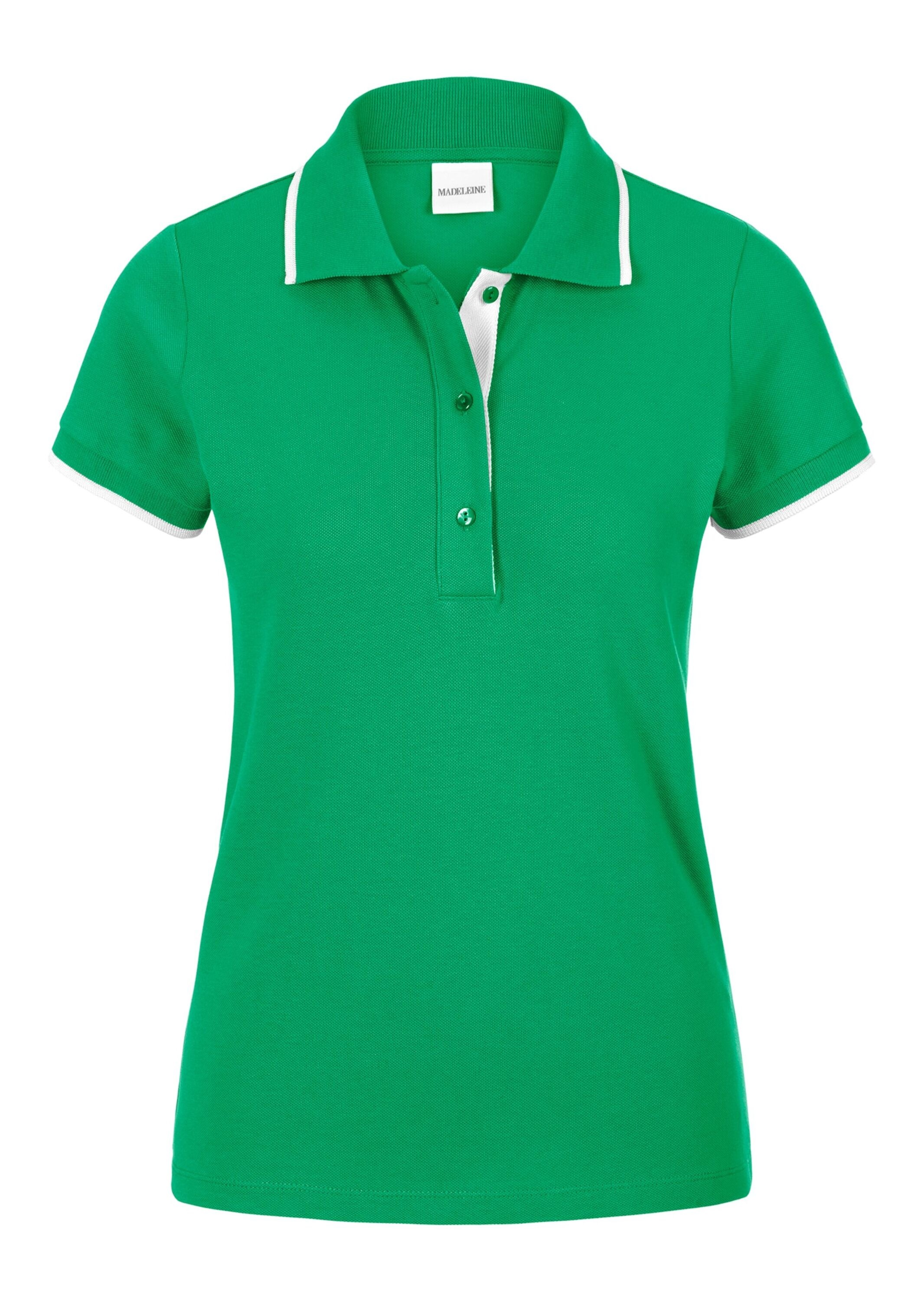 Kurzarmshirt MADELEINE "Poloshirt Klassisches Poloshirt", Damen, Gr. 42, grün (apfelgrün), Obermaterial: 97% Baumwolle CO. 3% Elasthan EL., Modern, normal, Shirts