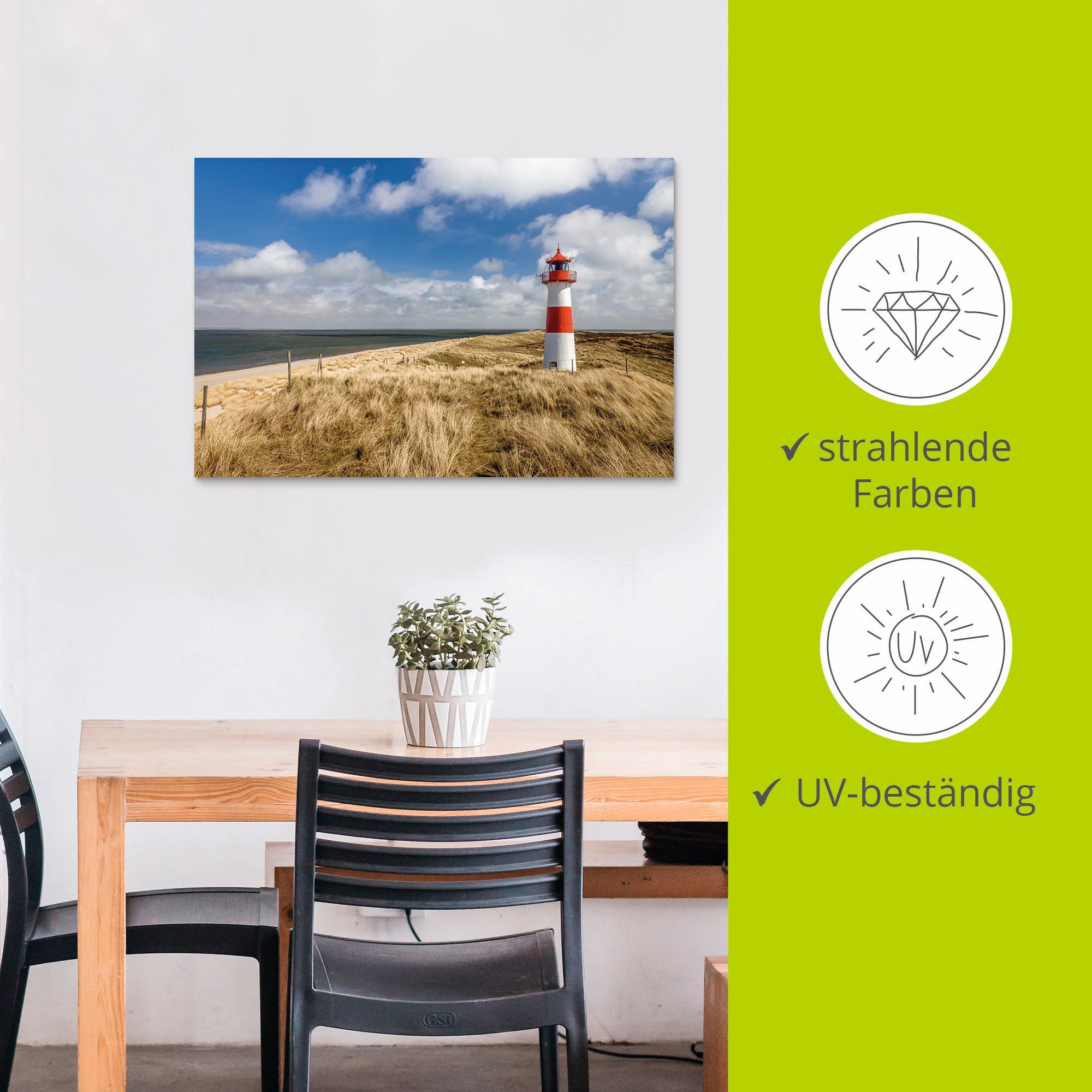 Artland Wandbild »Leuchtturm List-Ost auf Sylt Deutschland«, Gebäude, (1 St.), als Alubild, Leinwandbild, Wandaufkleber oder Poster in versch. Größen
