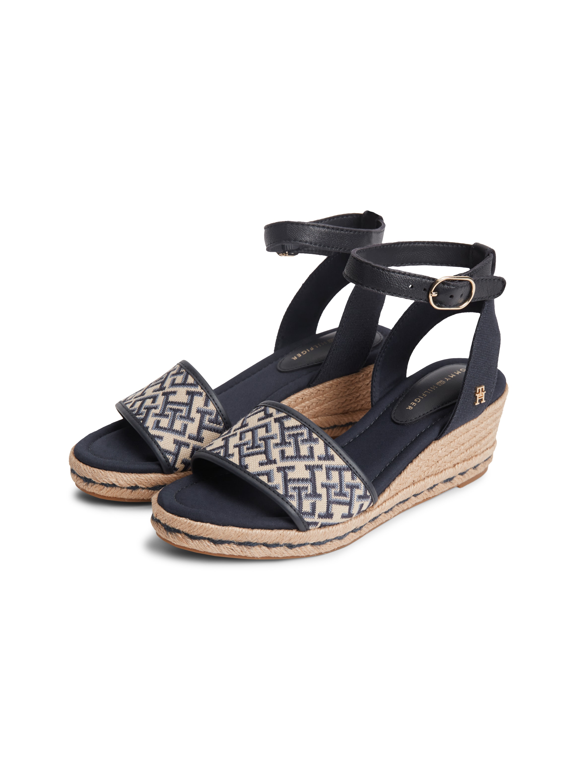 Tommy Hilfiger Keilsandalette "TH MID ESPAD WEDGE JACQUARD" Sommerschuh, Riemchensandale mit kontrastreicher TH-Stickerei