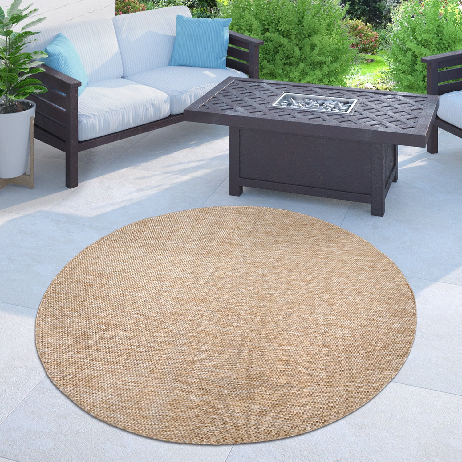 Bruno Banani Teppich "Venezia" rund 4 mm Höhe Flachgewebe, Sisal-Optik, mel günstig online kaufen