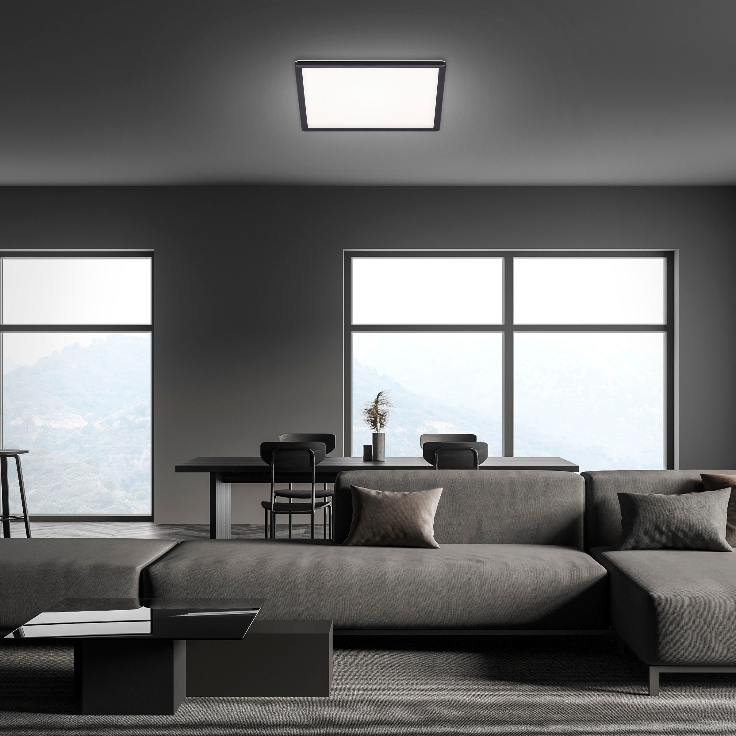 Briloner Leuchten LED Panel »7158415 SLIM« LED-Board Warmweiß Deckenlampe, 42x42x2,9cm, Schwarz, 22W, Wohnzimmer, Schlafzimmer