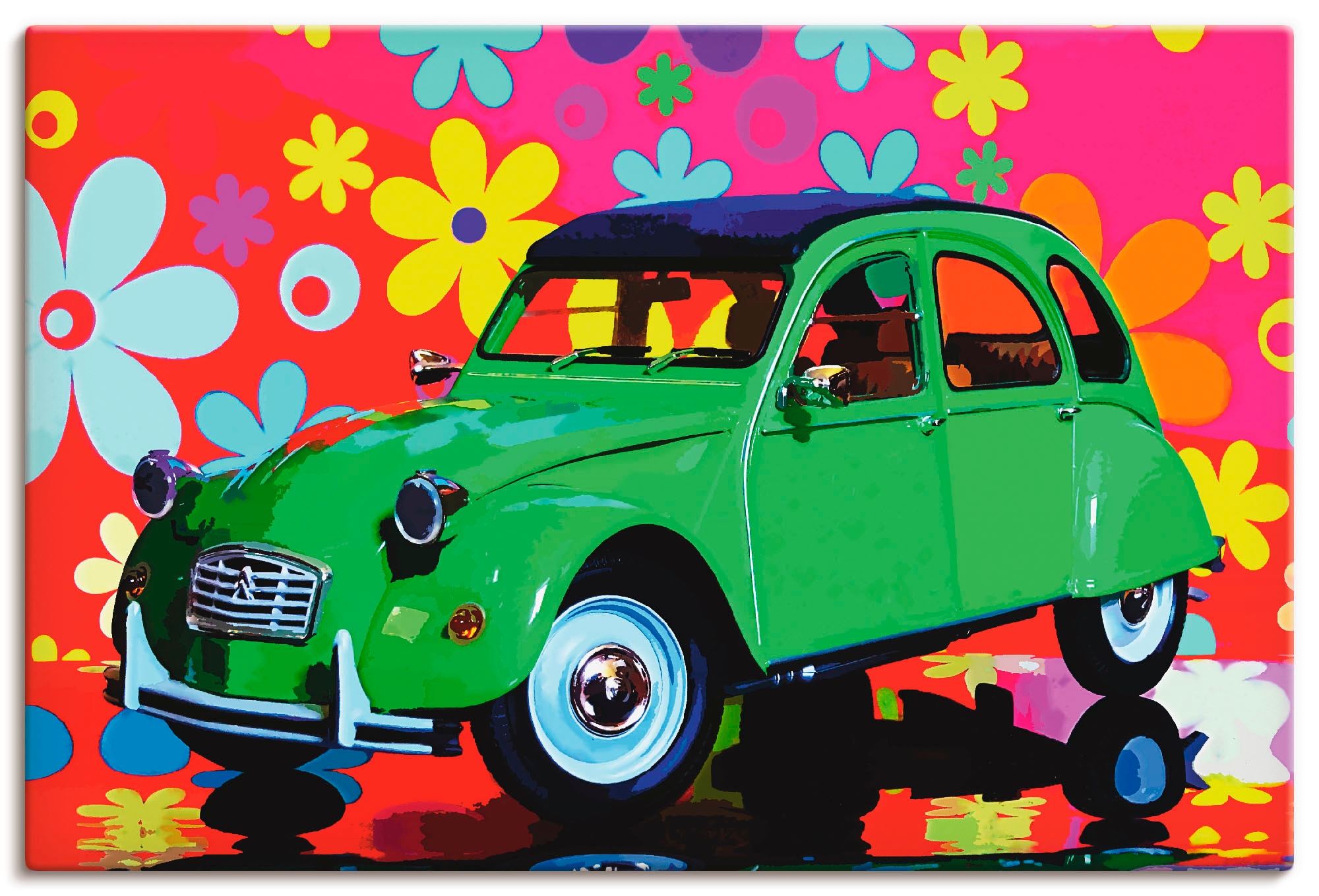 Artland Wandbild "CitroÃ"n 2CV grün", Auto, (1 St.), als Alubild, Outdoorbild, Leinwandbild, Poster in verschied. Größen