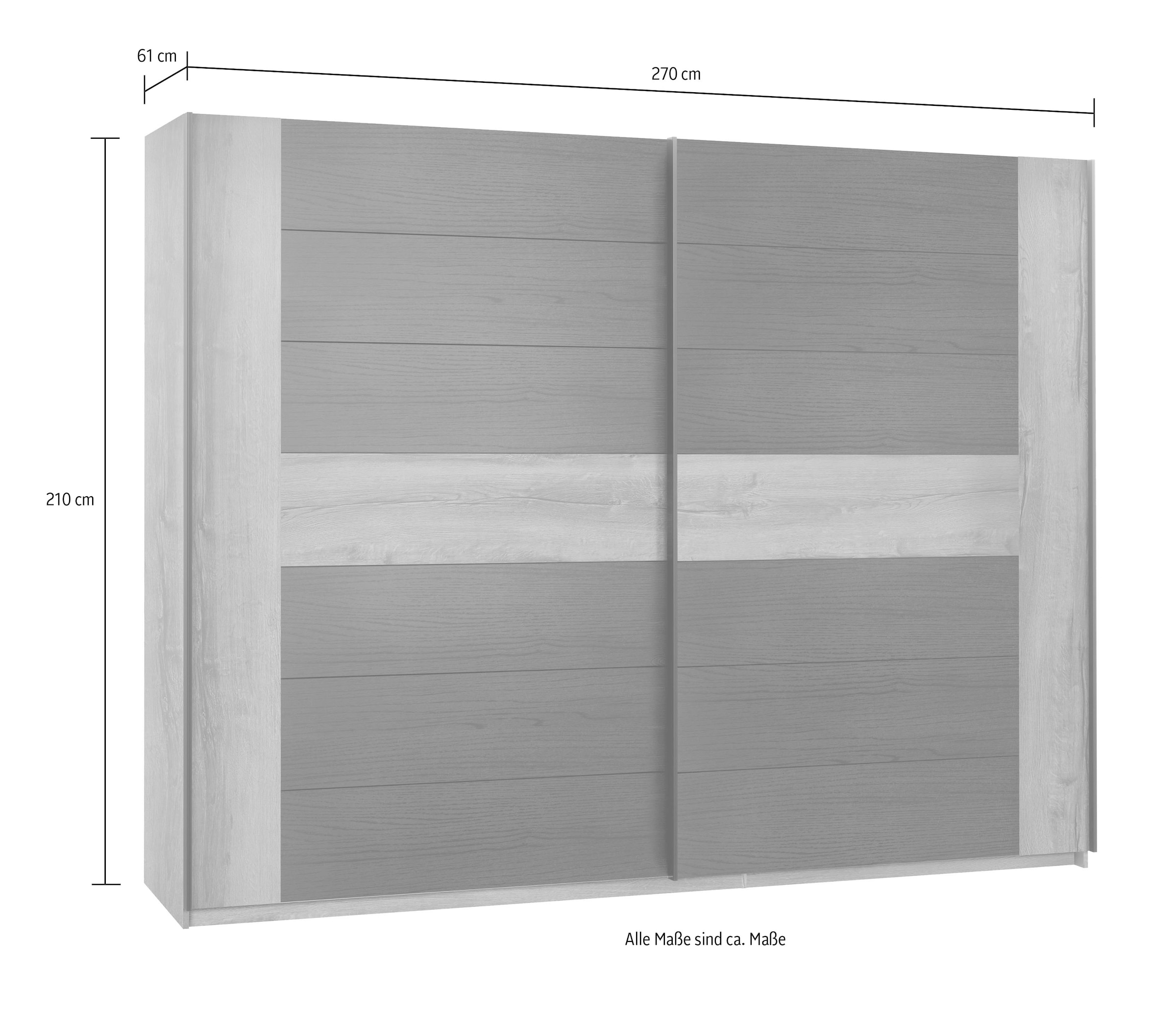 FORTE Schwebetürenschrank »Bellevue, viel Stauraum«, mit schwarzen Metallgriffleisten, ca. 270x210cm