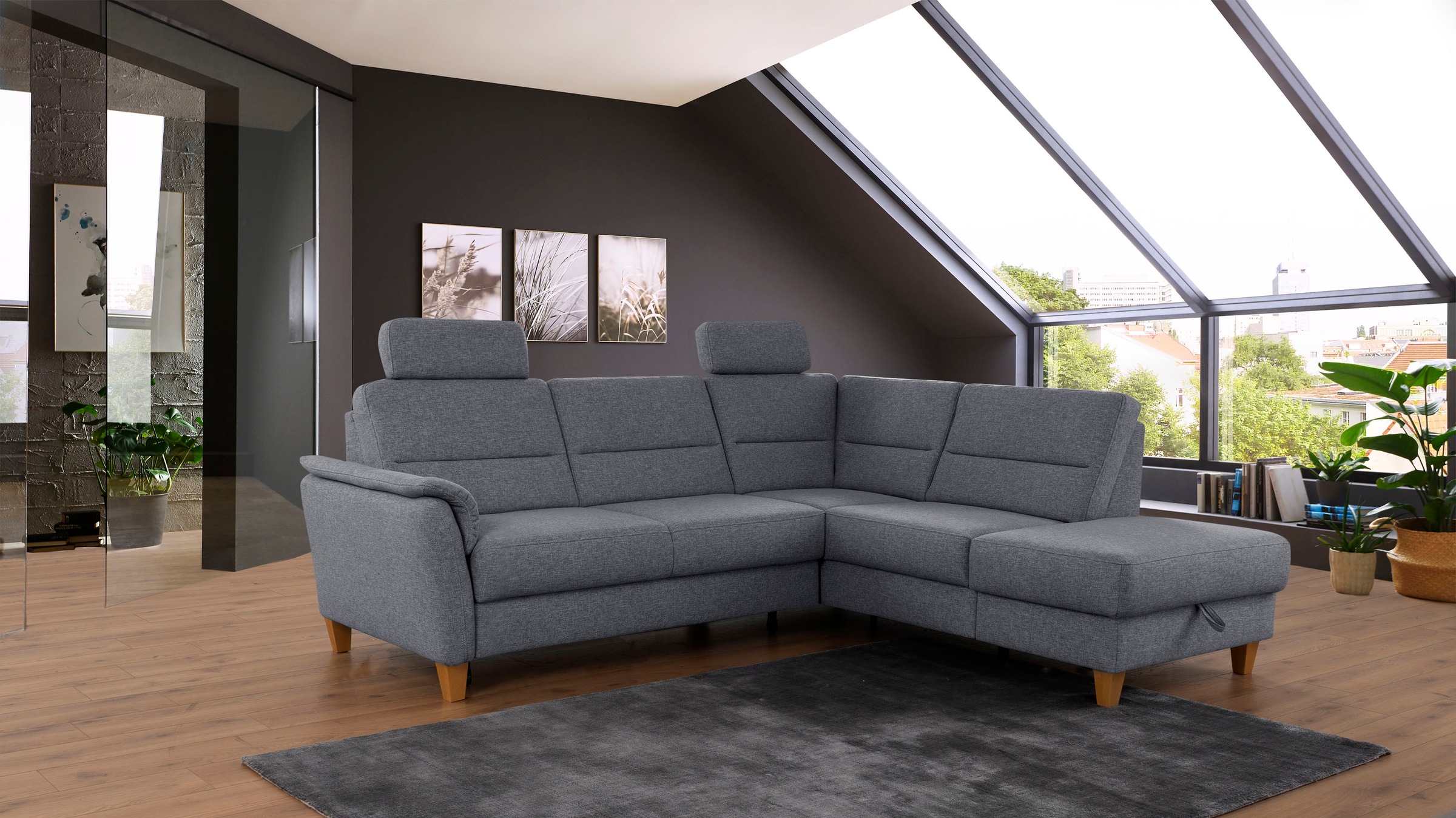 Kopfstütze HOME AFFAIRE "Palmera, B: 50 cm", grau (anthrazit), B:50cm H:25cm T:10cm, 100% Polyester;Struktur (100% Polyester);Luxus-Microfaser in Lederoptik (100% Polyester), Polsterauflagen, Kopfstütze, Set: 2 Stück, passend zur Serie 6