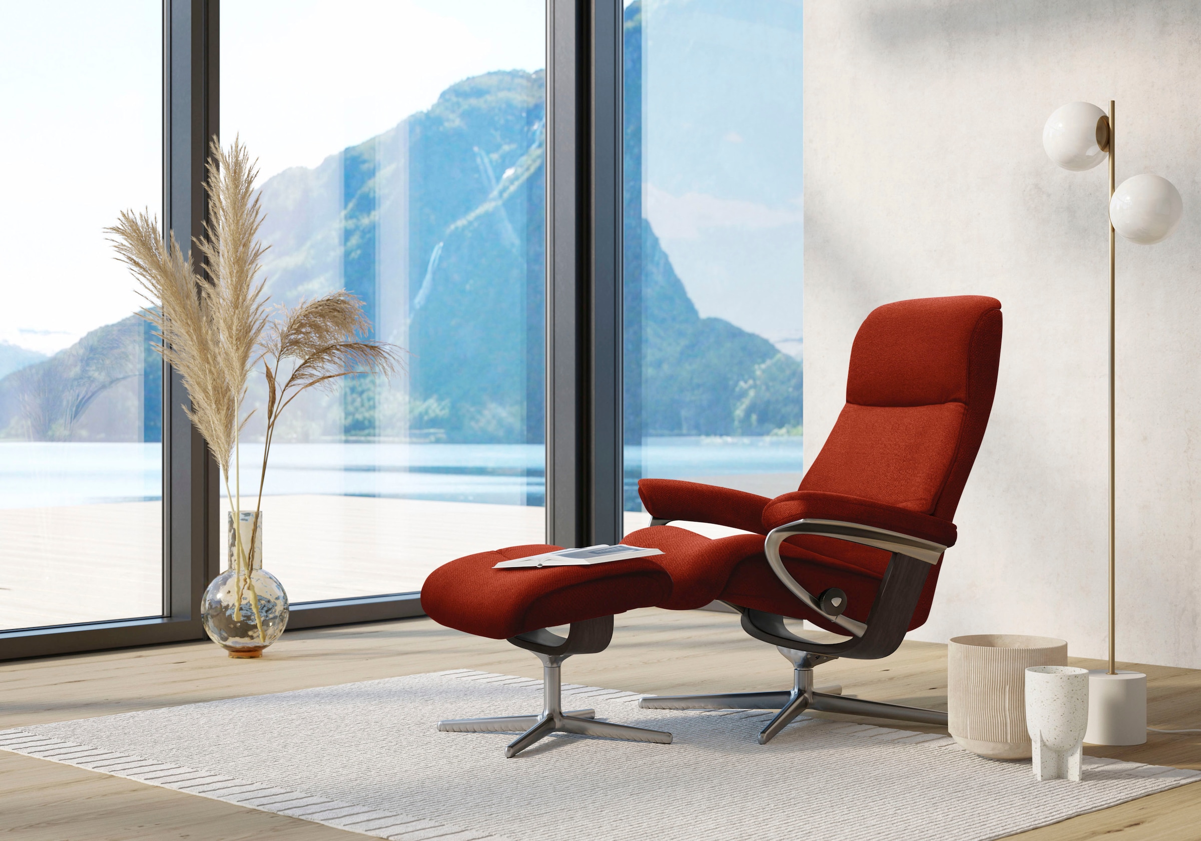 Stressless Fußhocker "View", mit Cross Base, Größe S, M & L, Holzakzent Wenge