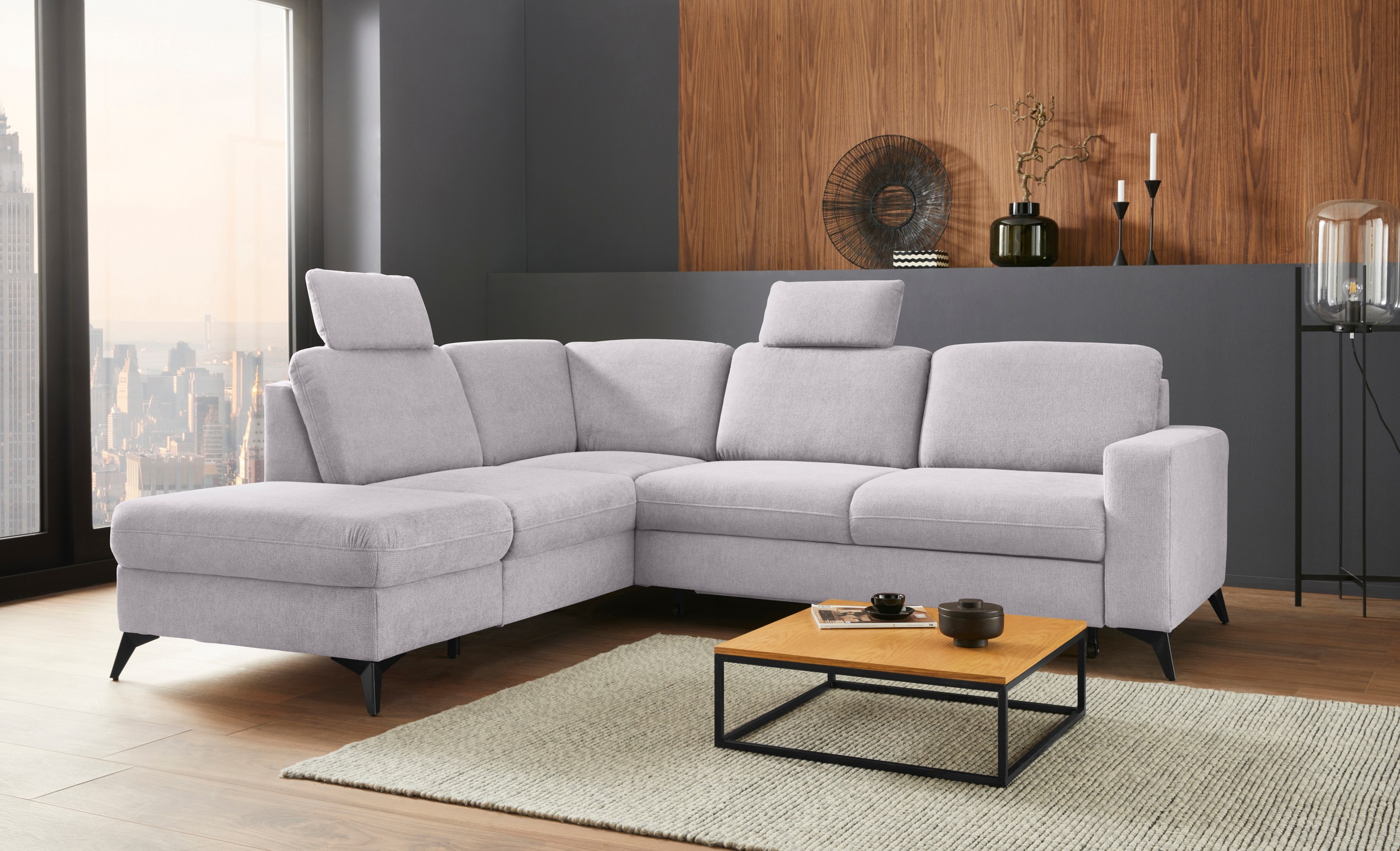Home affaire Ecksofa "Lolland L-Form" Wahlweise mit Schlaffunktion und Stauraum, auch mit abwischbarem Bezug