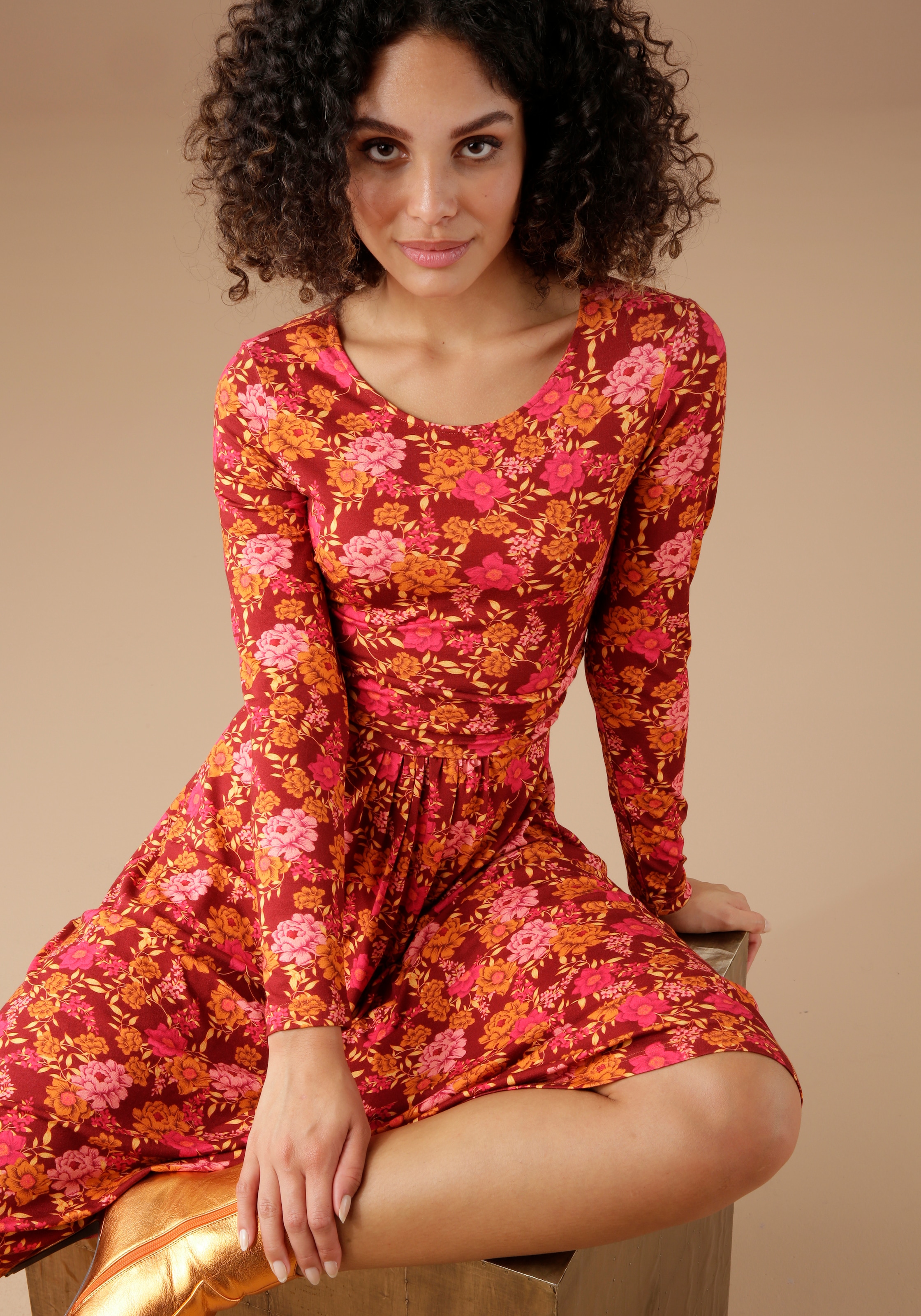Aniston CASUAL Jerseykleid, online | kaufen BAUR mit Blumendruck romantischem