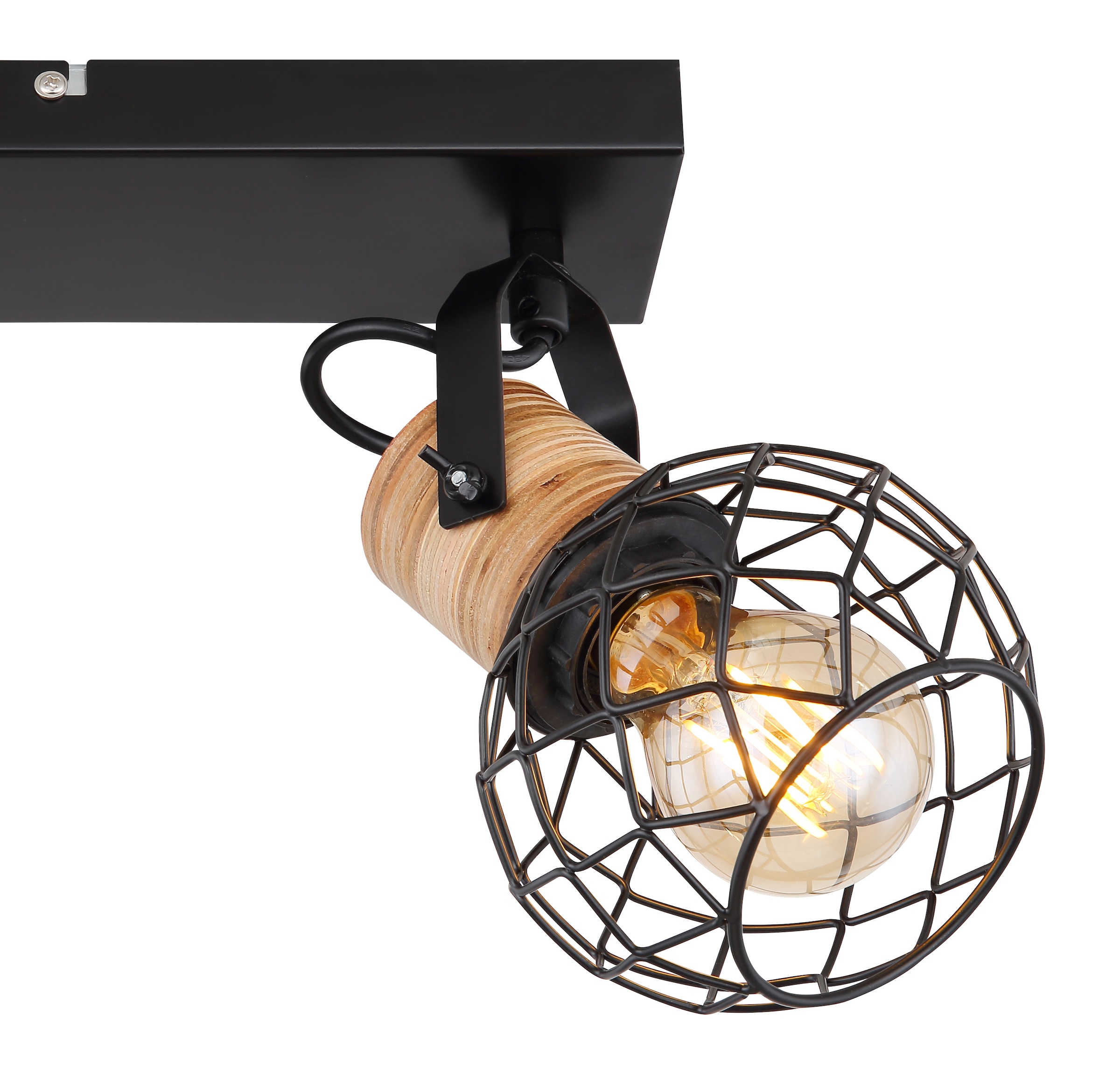 GLOBO LIGHTING Deckenstrahler »LACKY«, Leuchtmittel E27 | ohne Leuchtmittel, Deckenspot/schwarz/MDF braun/ Flur/Wohnzimmer/Schlafzimmer